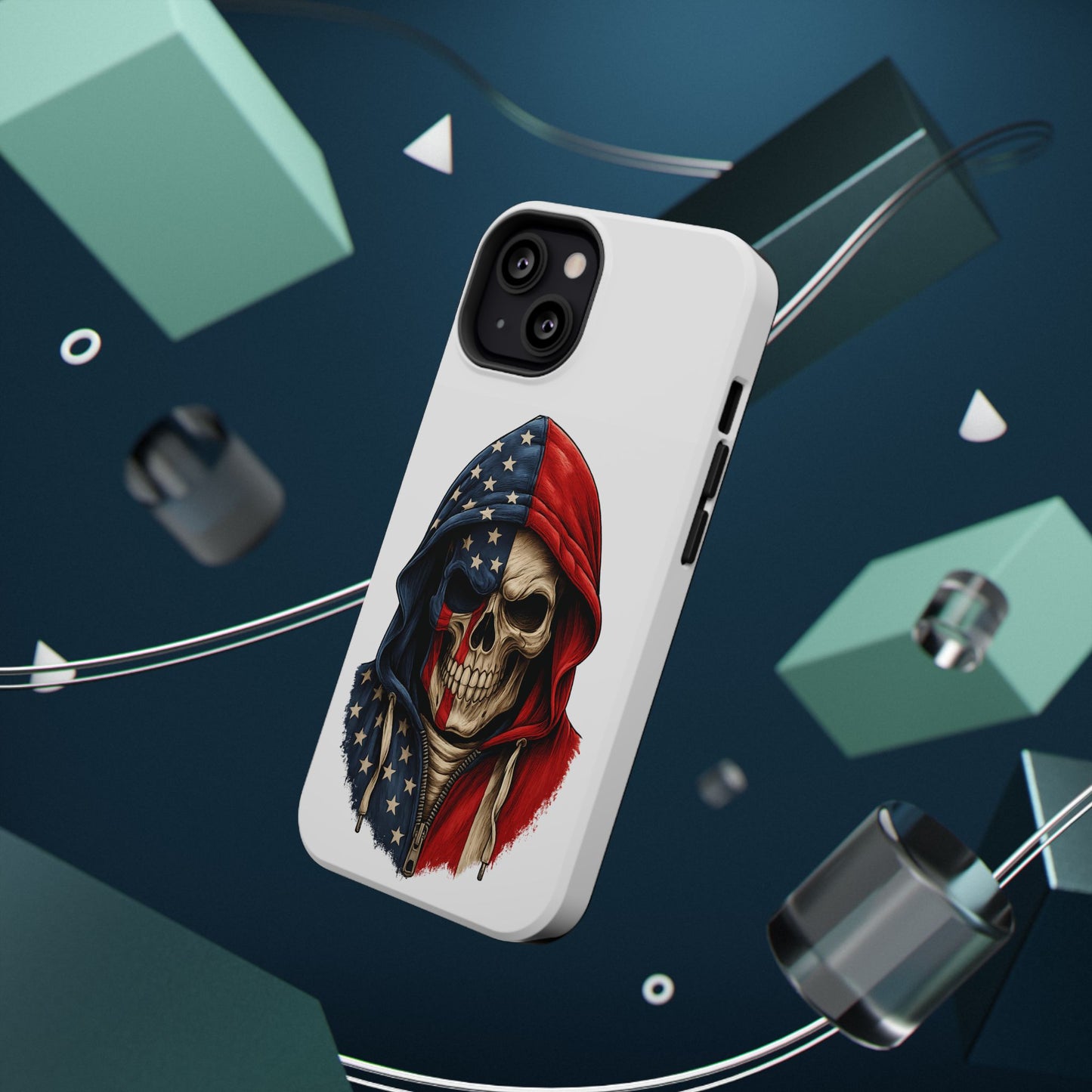 American Flag Skull Phone Case – Impact-Resistant Patriotic iPhone Cover