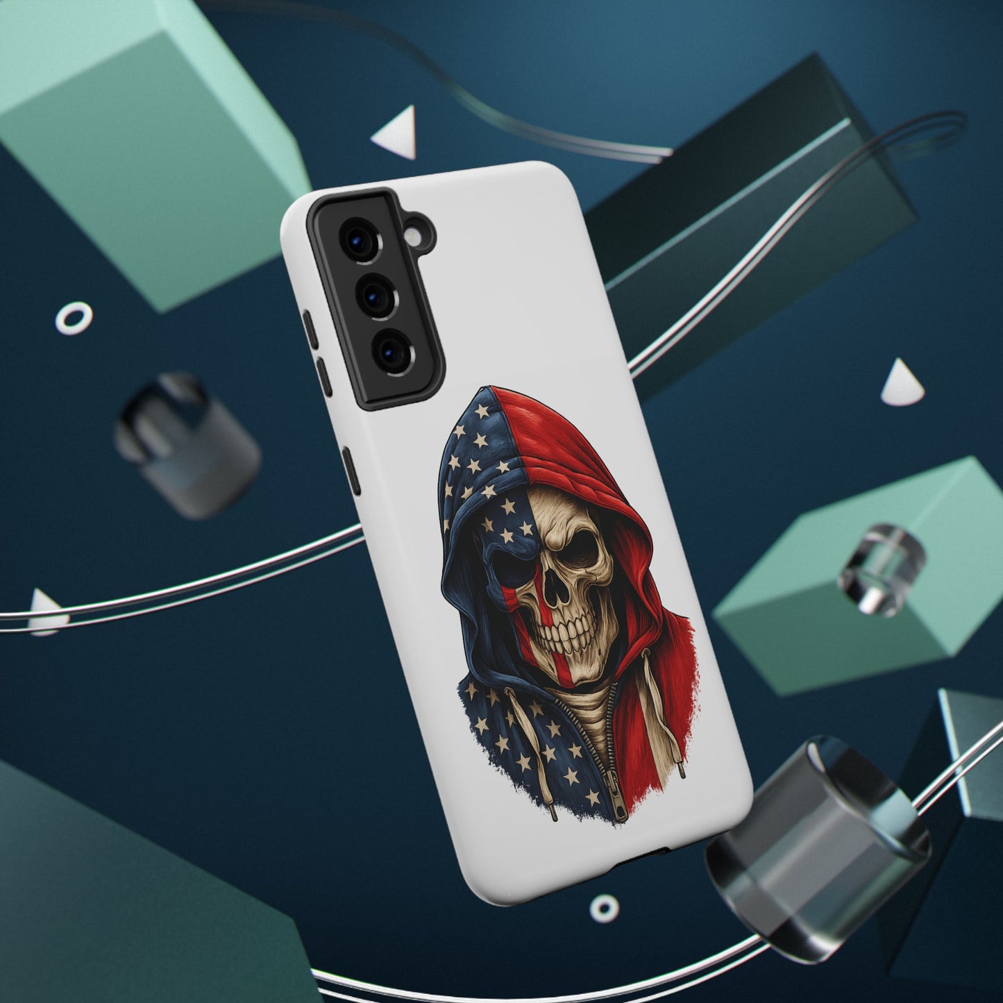 American Flag Skull Phone Case – Impact-Resistant Patriotic iPhone Cover