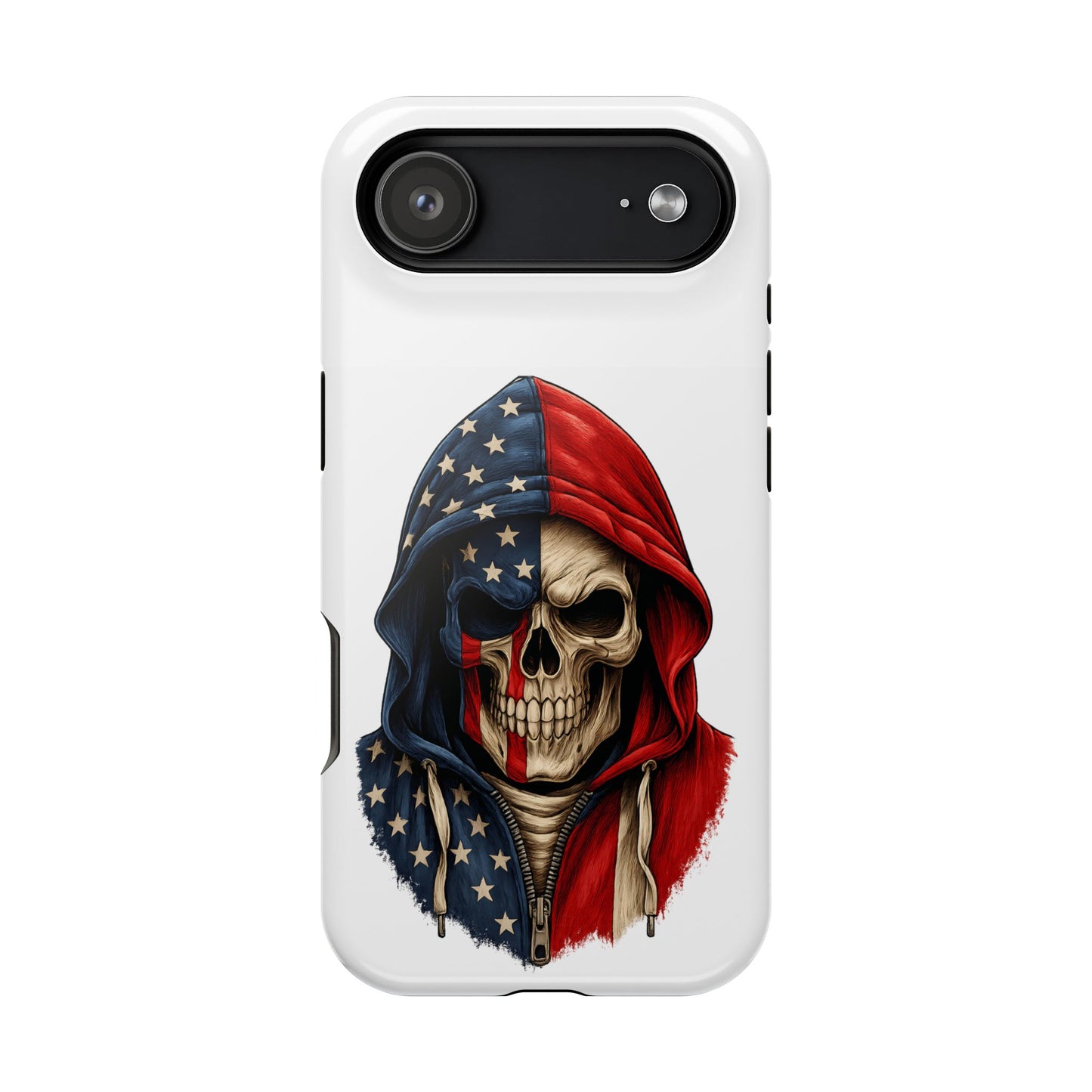American Flag Skull Phone Case – Impact-Resistant Patriotic iPhone Cover