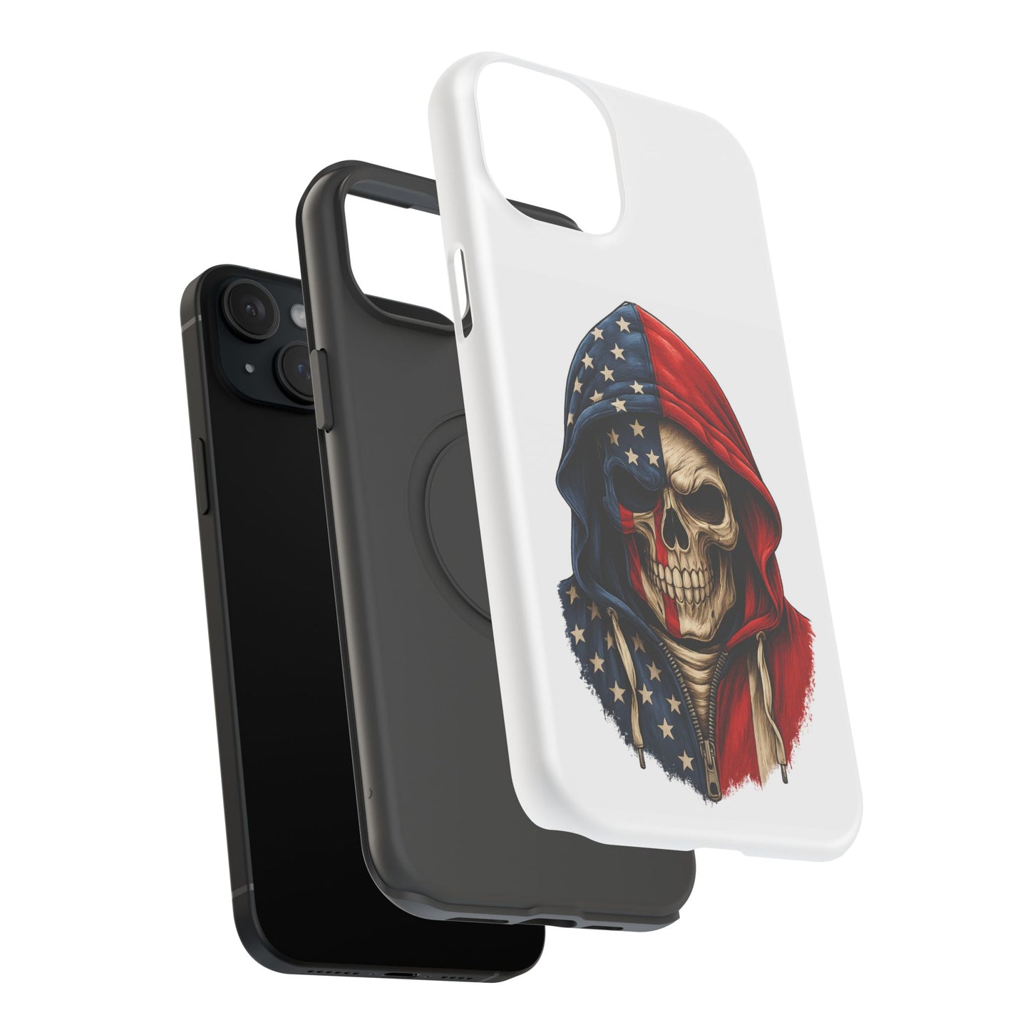 American Flag Skull Phone Case – Impact-Resistant Patriotic iPhone Cover