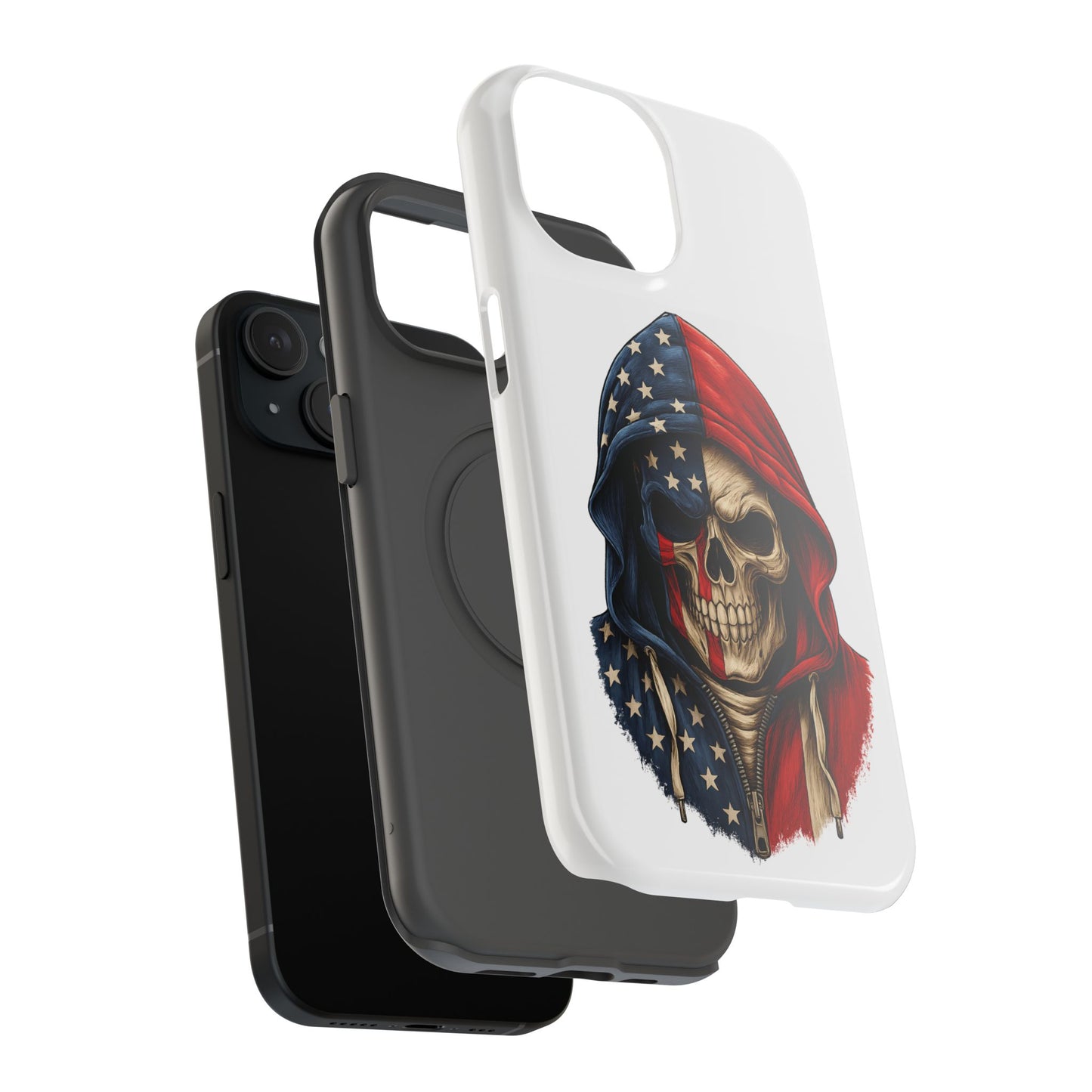 American Flag Skull Phone Case – Impact-Resistant Patriotic iPhone Cover