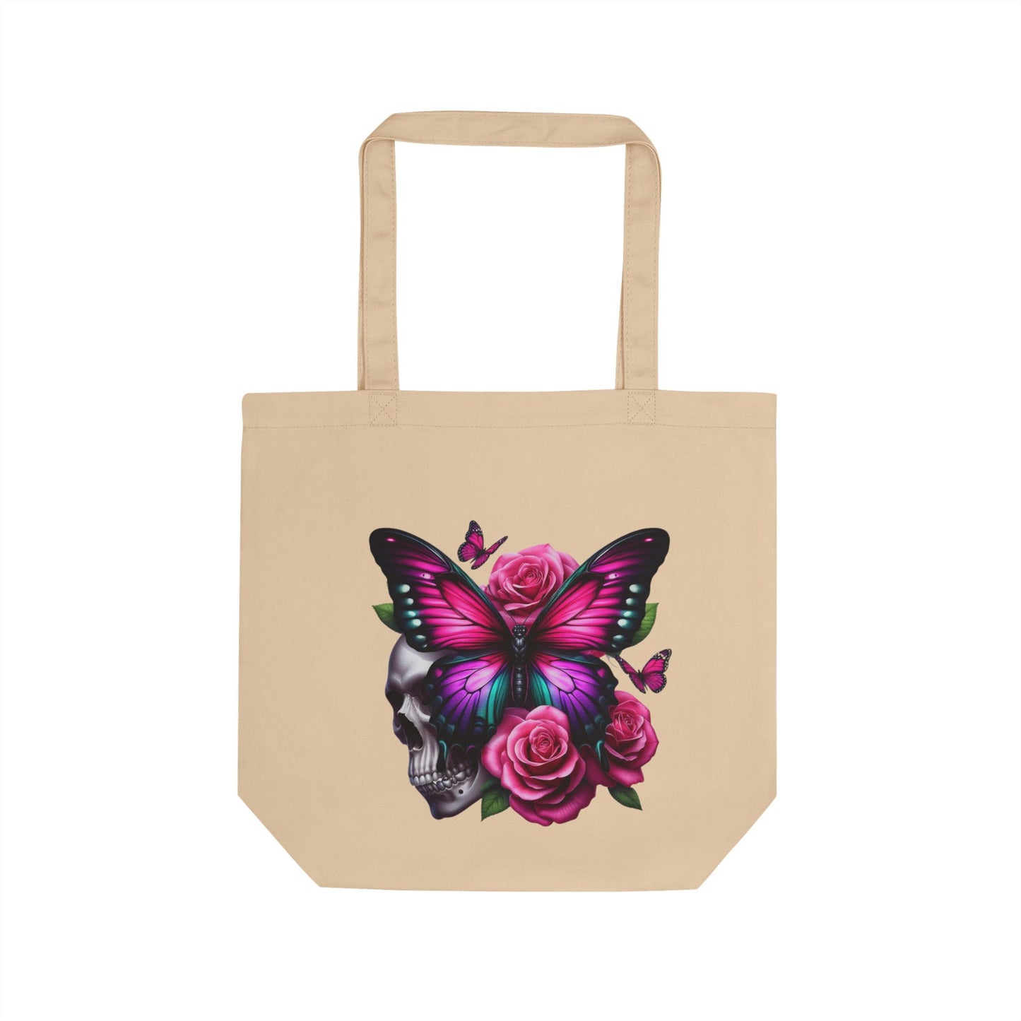Butterfly Skull Tote Bag — Pink Rose Gothic Eco Tote