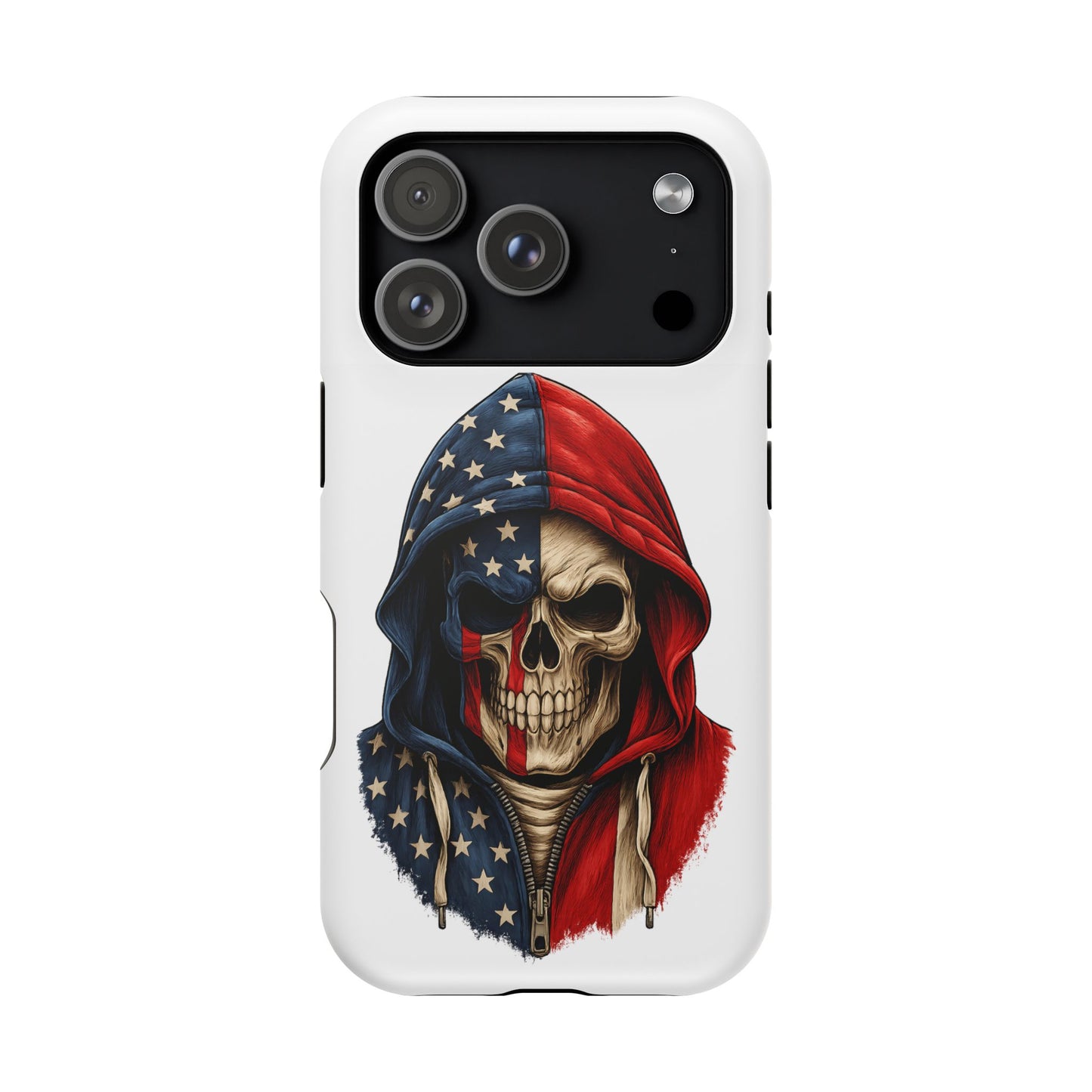 American Flag Skull Phone Case – Impact-Resistant Patriotic iPhone Cover