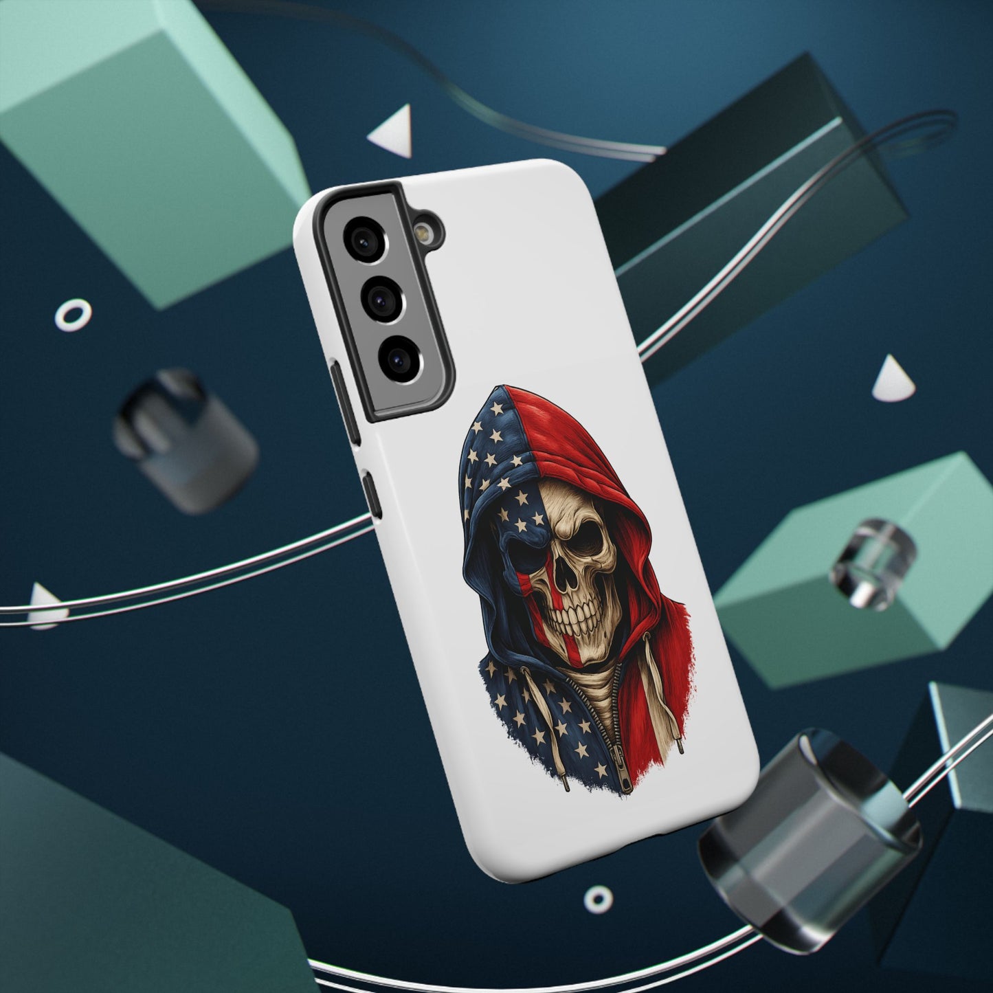 American Flag Skull Phone Case – Impact-Resistant Patriotic iPhone Cover