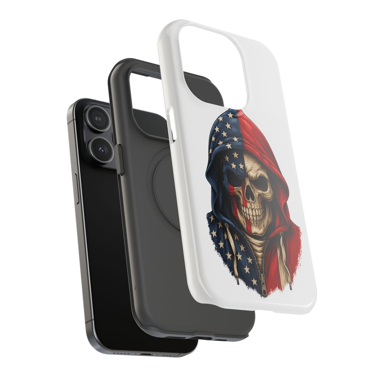 American Flag Skull Phone Case – Impact-Resistant Patriotic iPhone Cover