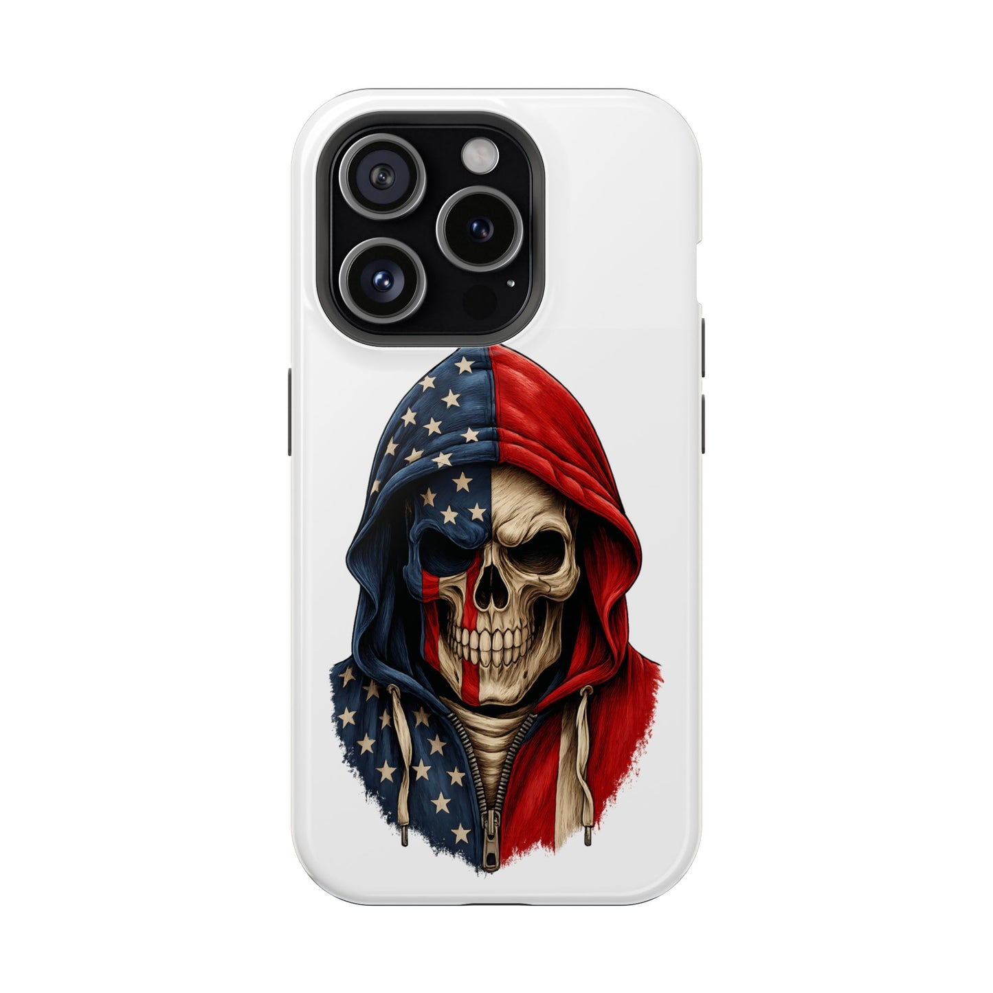 American Flag Skull Phone Case – Impact-Resistant Patriotic iPhone Cover
