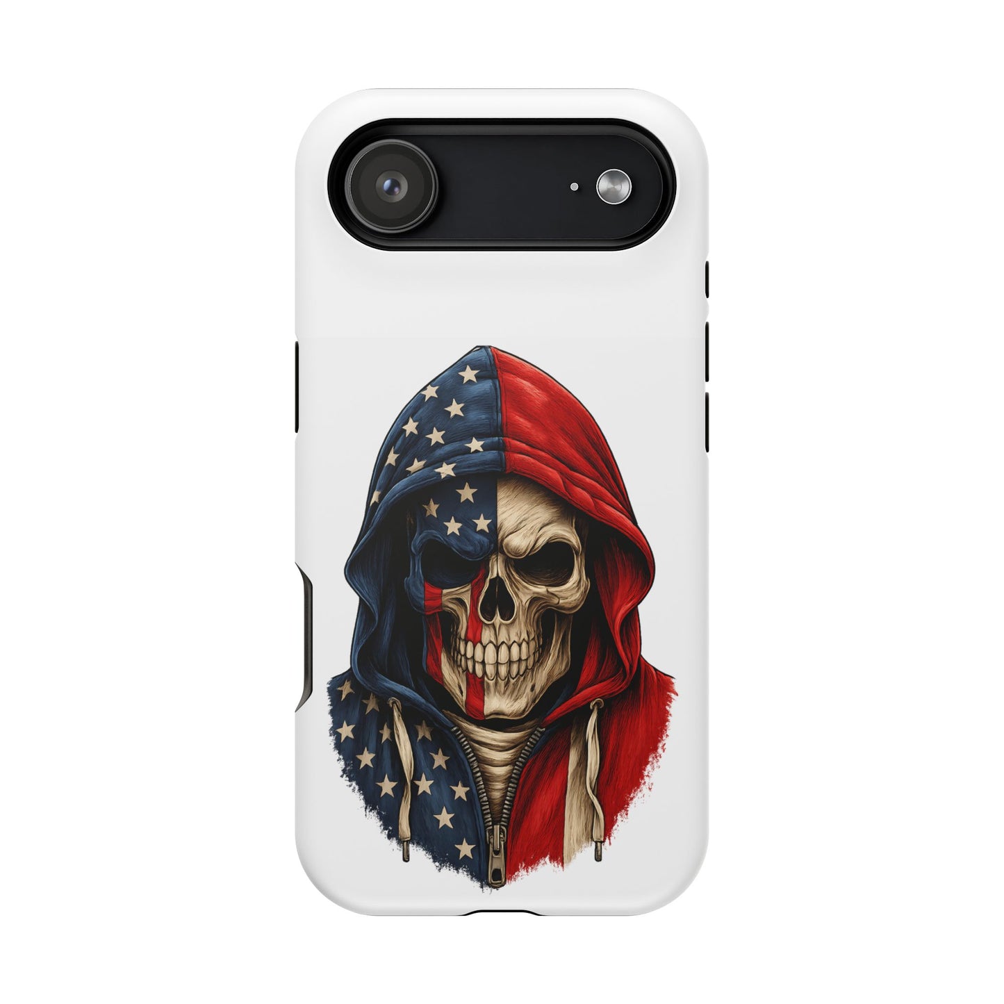 American Flag Skull Phone Case – Impact-Resistant Patriotic iPhone Cover
