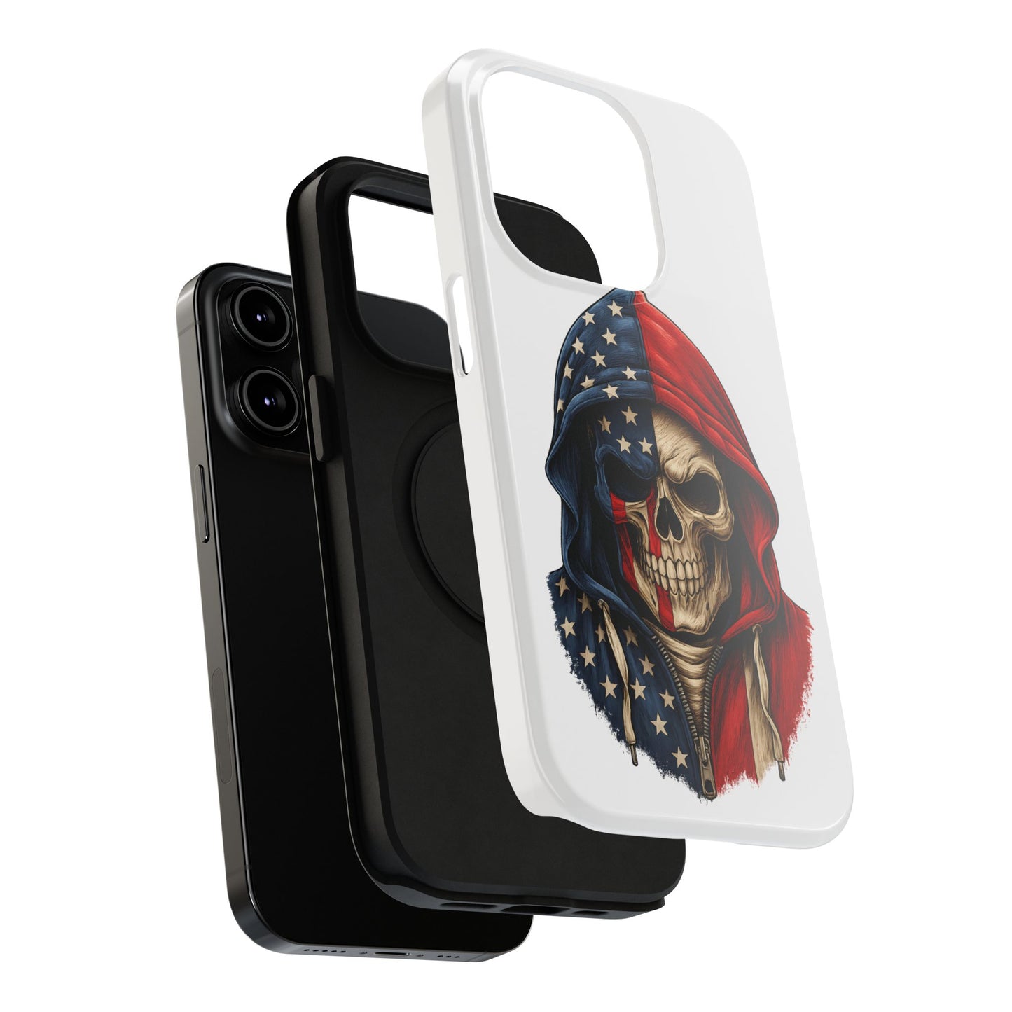 American Flag Skull Phone Case – Impact-Resistant Patriotic iPhone Cover