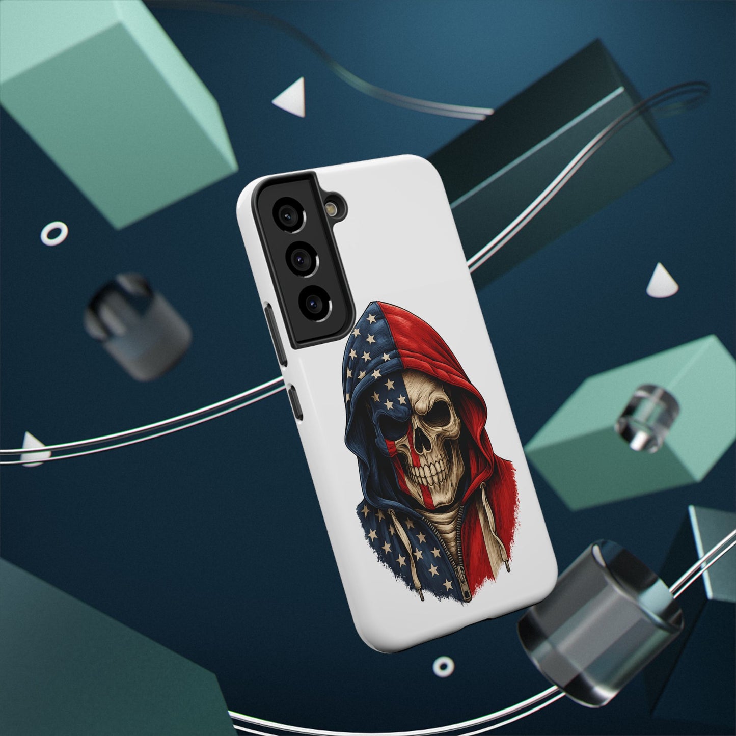 American Flag Skull Phone Case – Impact-Resistant Patriotic iPhone Cover
