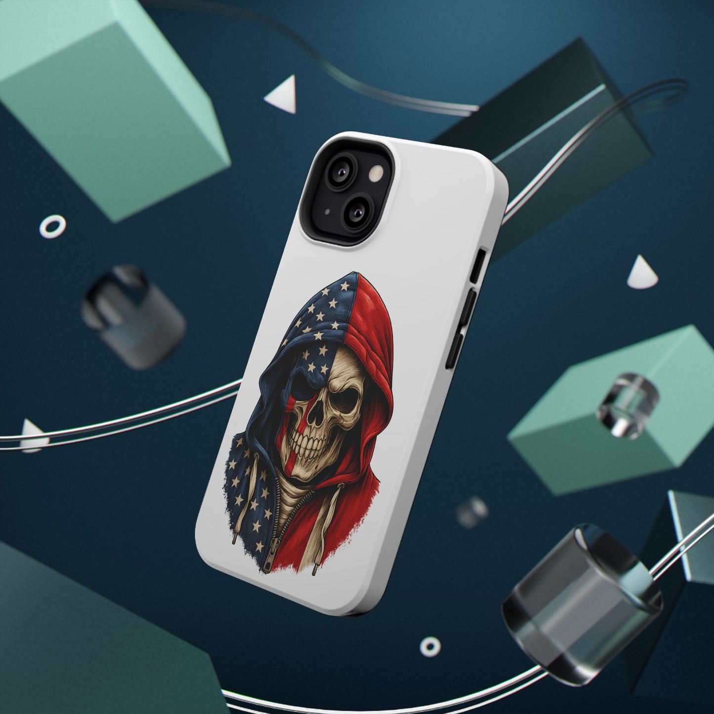 American Flag Skull Phone Case – Impact-Resistant Patriotic iPhone Cover
