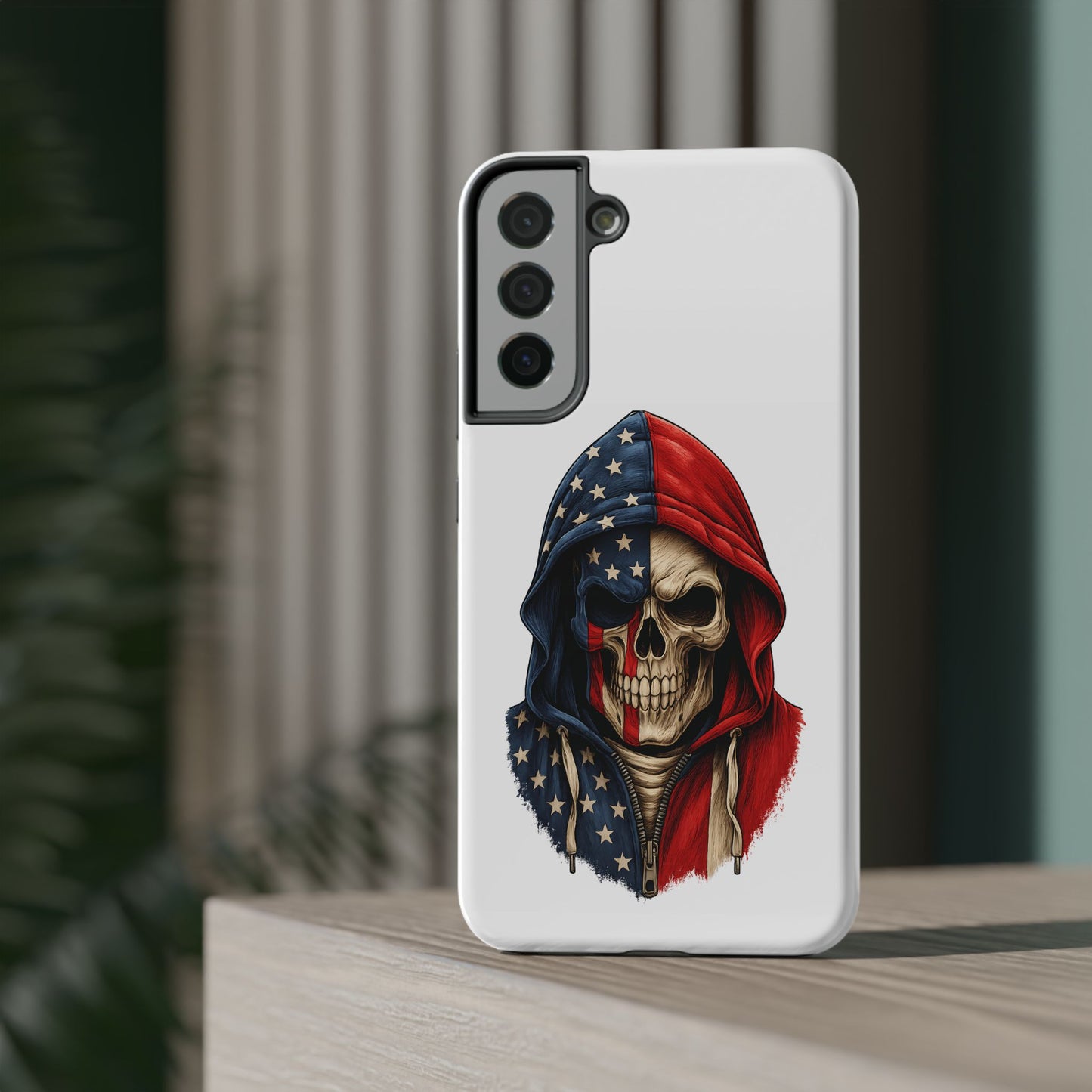 American Flag Skull Phone Case – Impact-Resistant Patriotic iPhone Cover