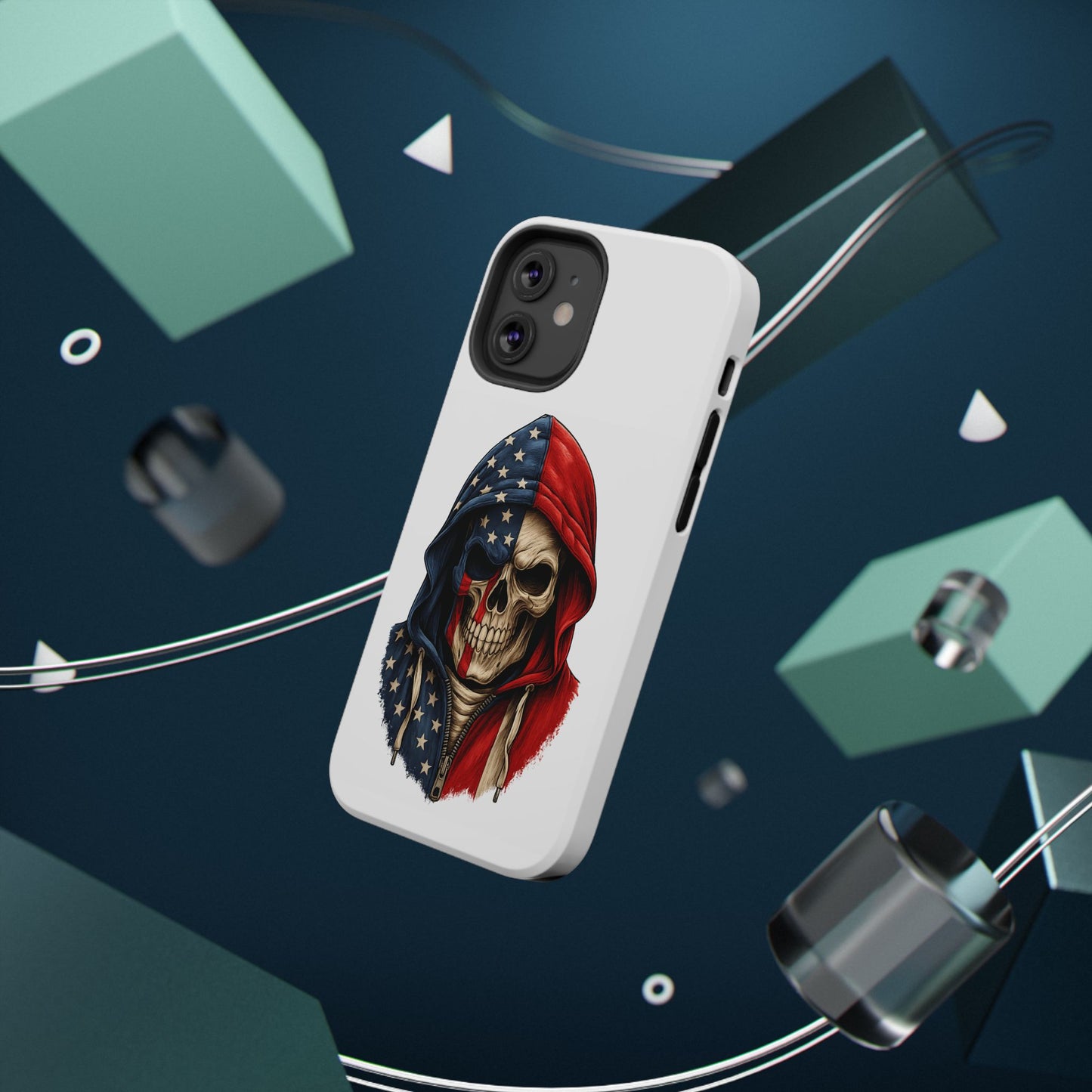 American Flag Skull Phone Case – Impact-Resistant Patriotic iPhone Cover