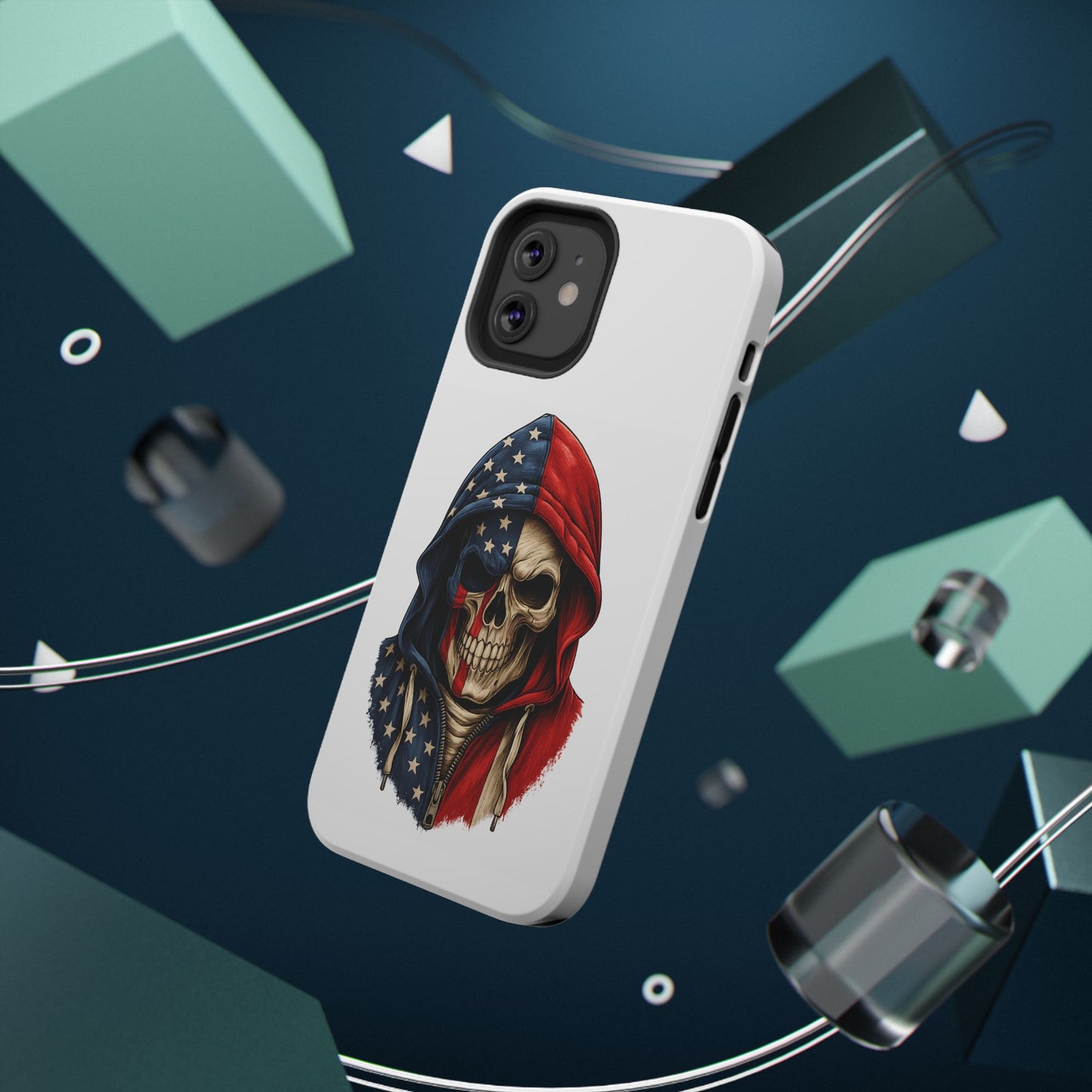 American Flag Skull Phone Case – Impact-Resistant Patriotic iPhone Cover