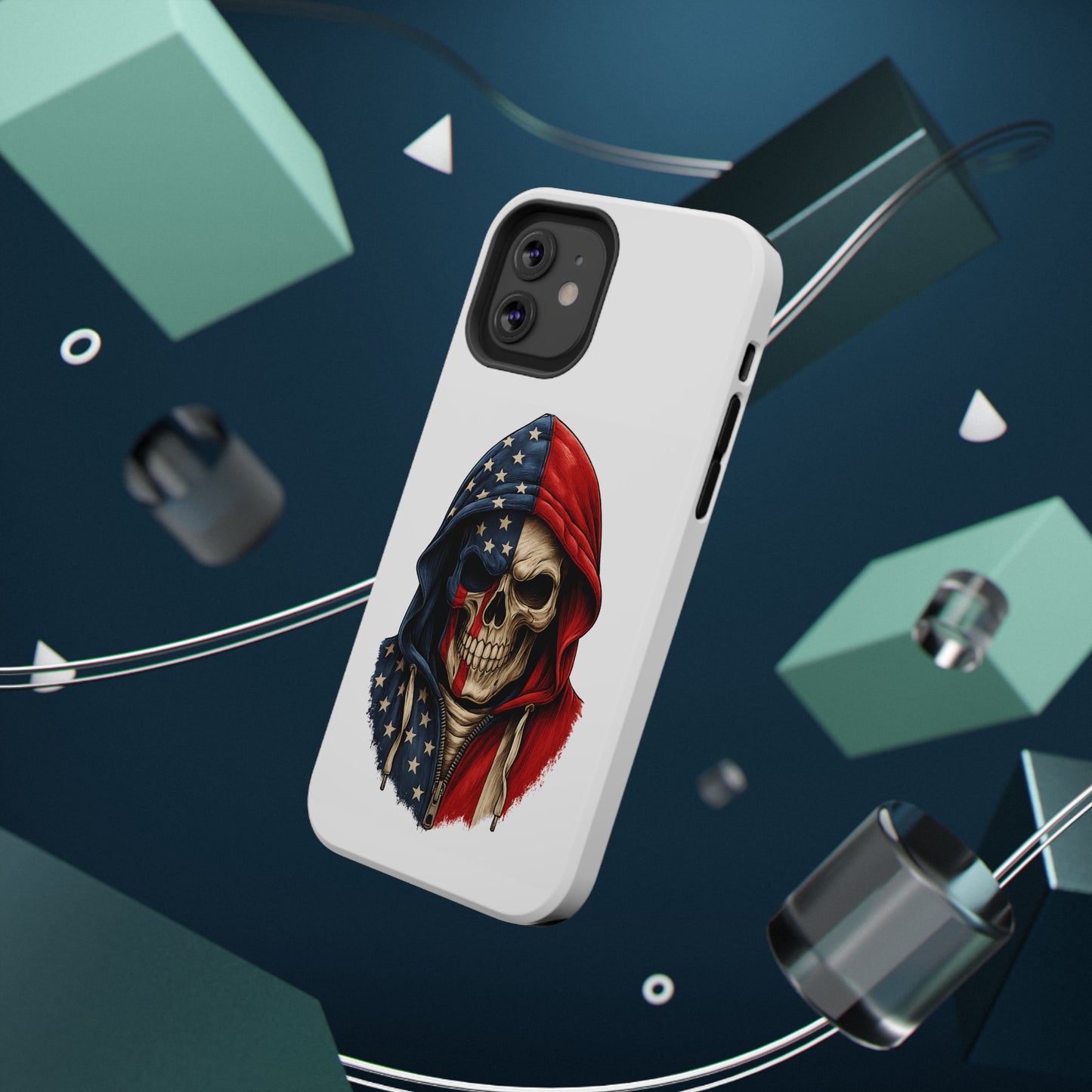 American Flag Skull Phone Case – Impact-Resistant Patriotic iPhone Cover