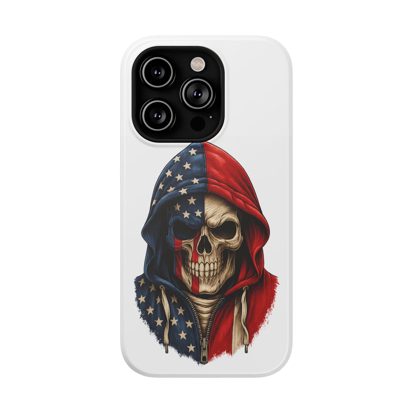 American Flag Skull Phone Case – Impact-Resistant Patriotic iPhone Cover