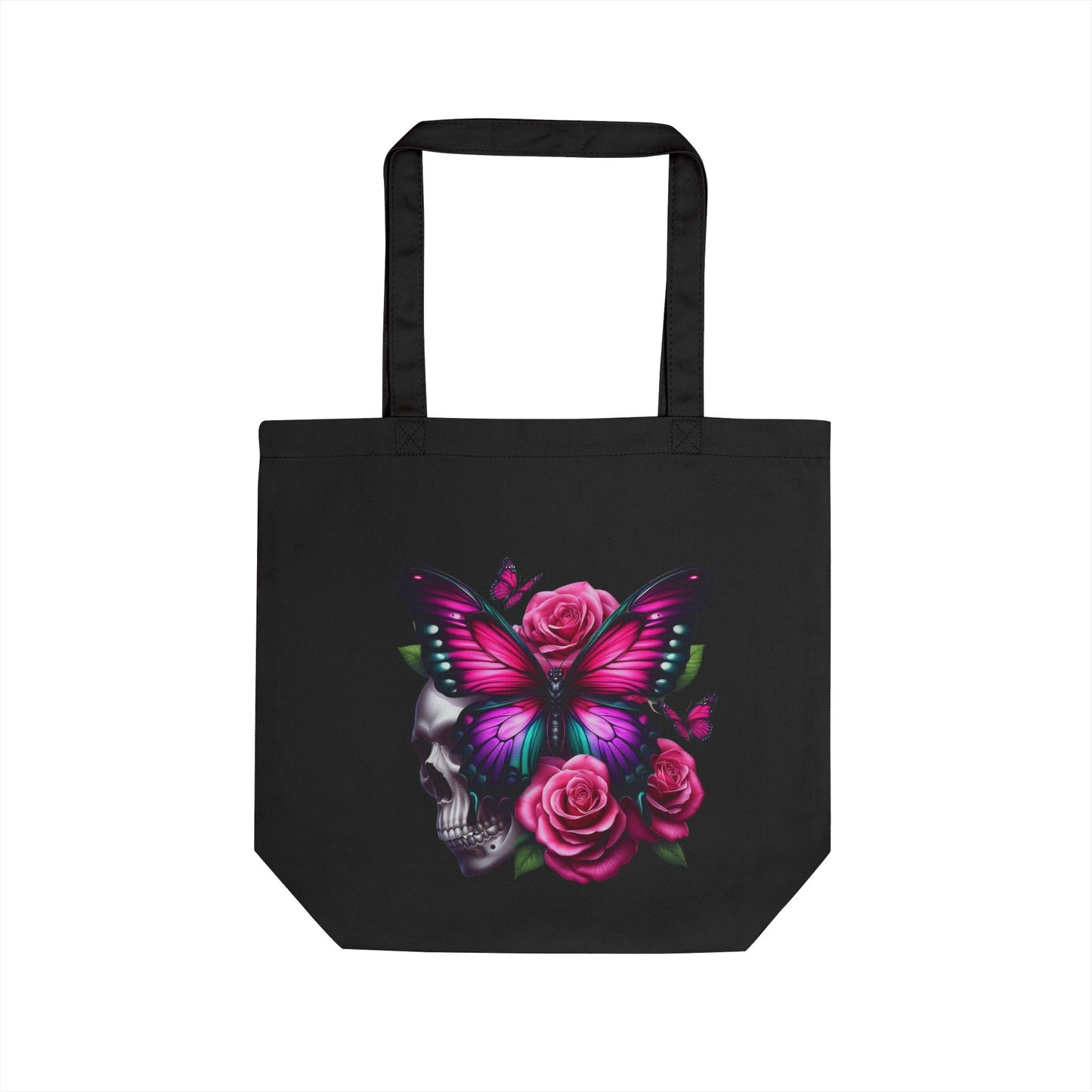 Butterfly Skull Tote Bag — Pink Rose Gothic Eco Tote