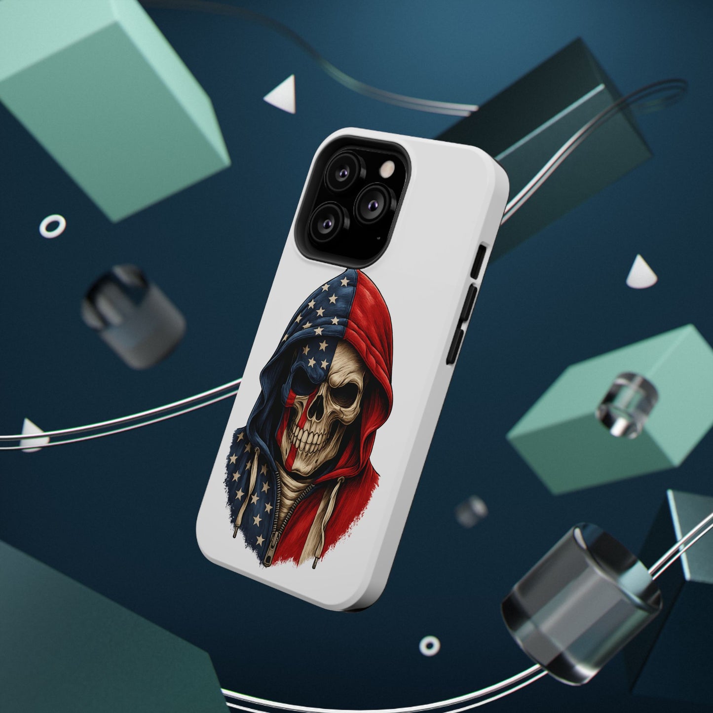 American Flag Skull Phone Case – Impact-Resistant Patriotic iPhone Cover