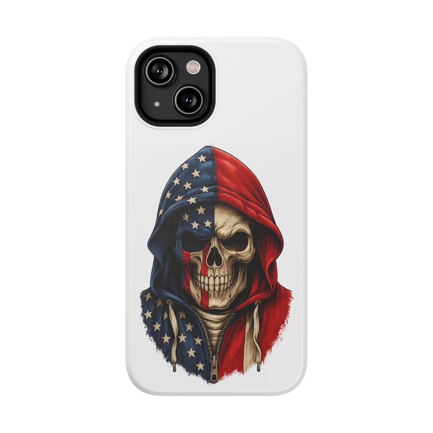 American Flag Skull Phone Case – Impact-Resistant Patriotic iPhone Cover