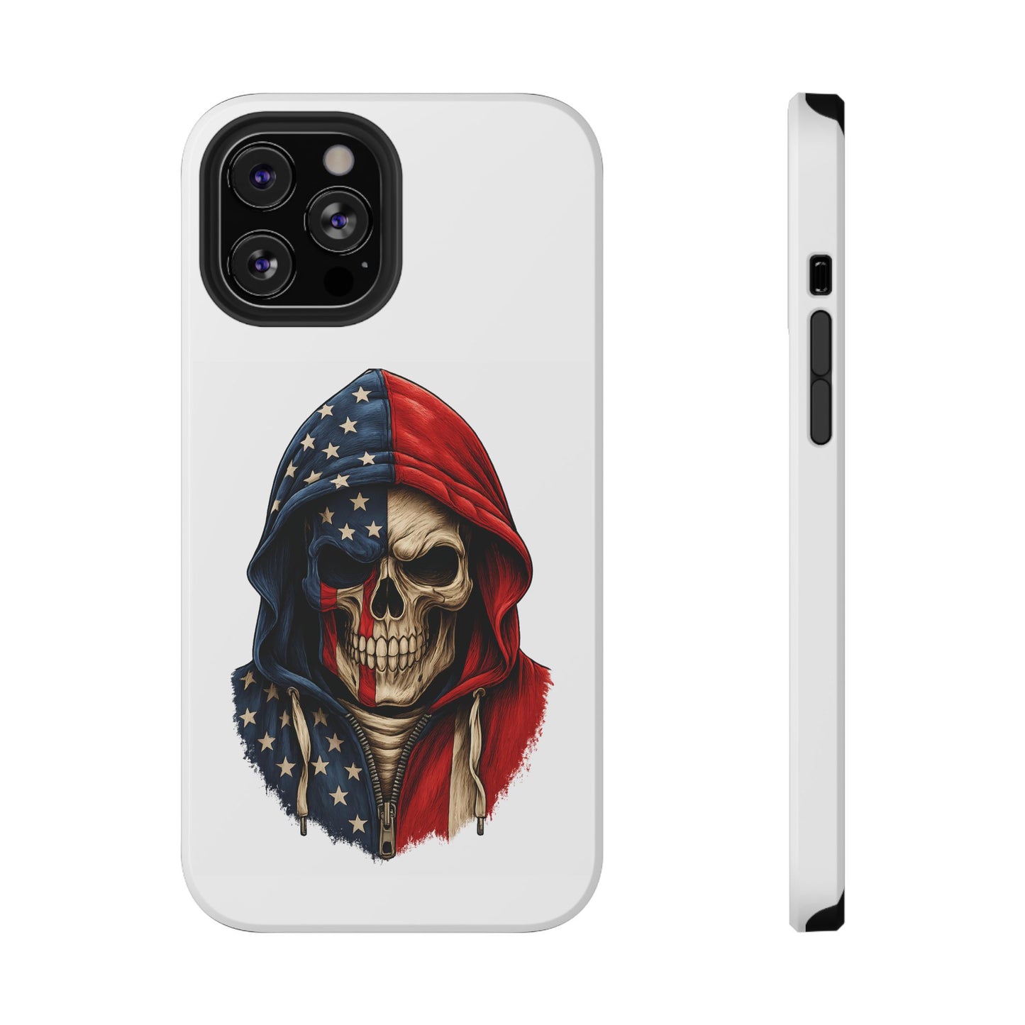 American Flag Skull Phone Case – Impact-Resistant Patriotic iPhone Cover