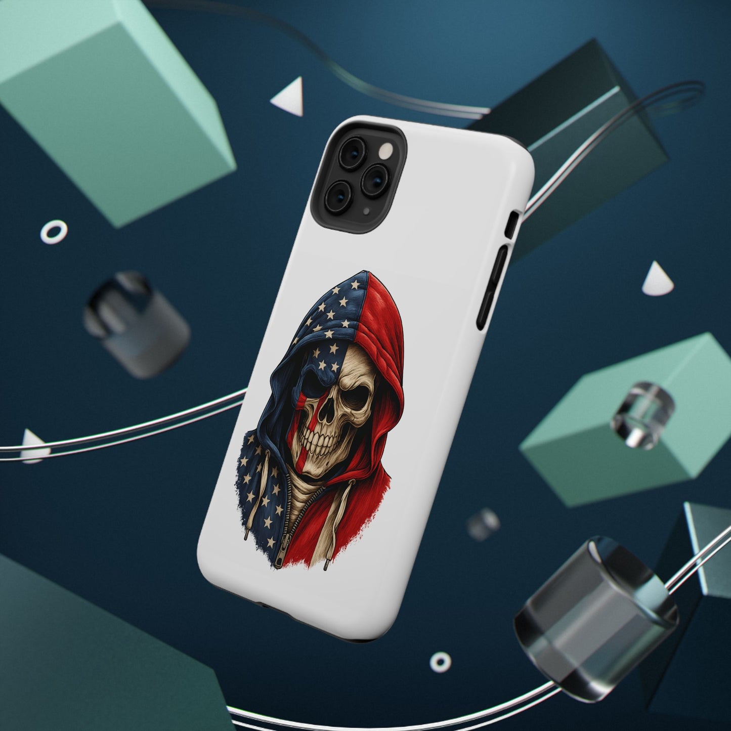 American Flag Skull Phone Case – Impact-Resistant Patriotic iPhone Cover