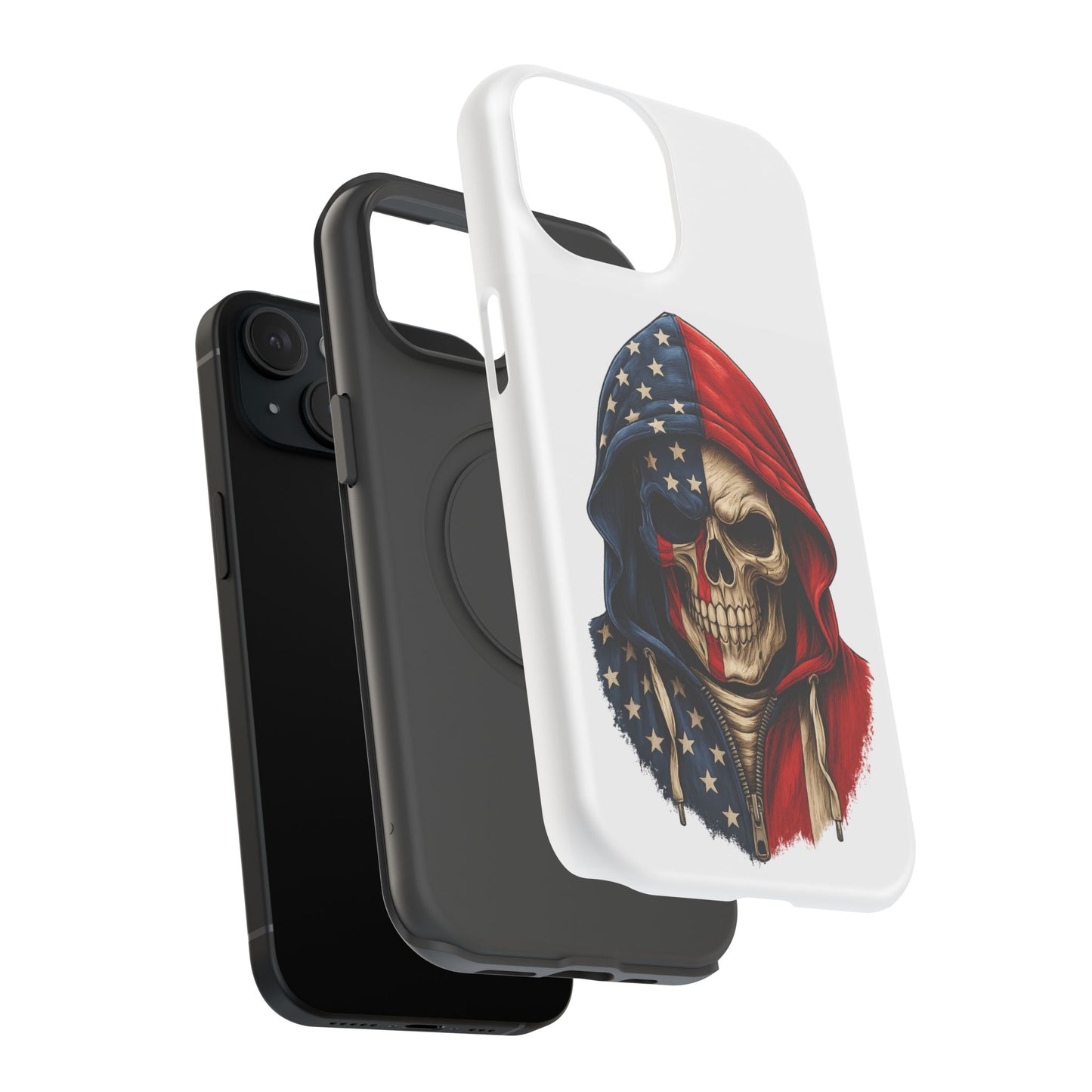 American Flag Skull Phone Case – Impact-Resistant Patriotic iPhone Cover