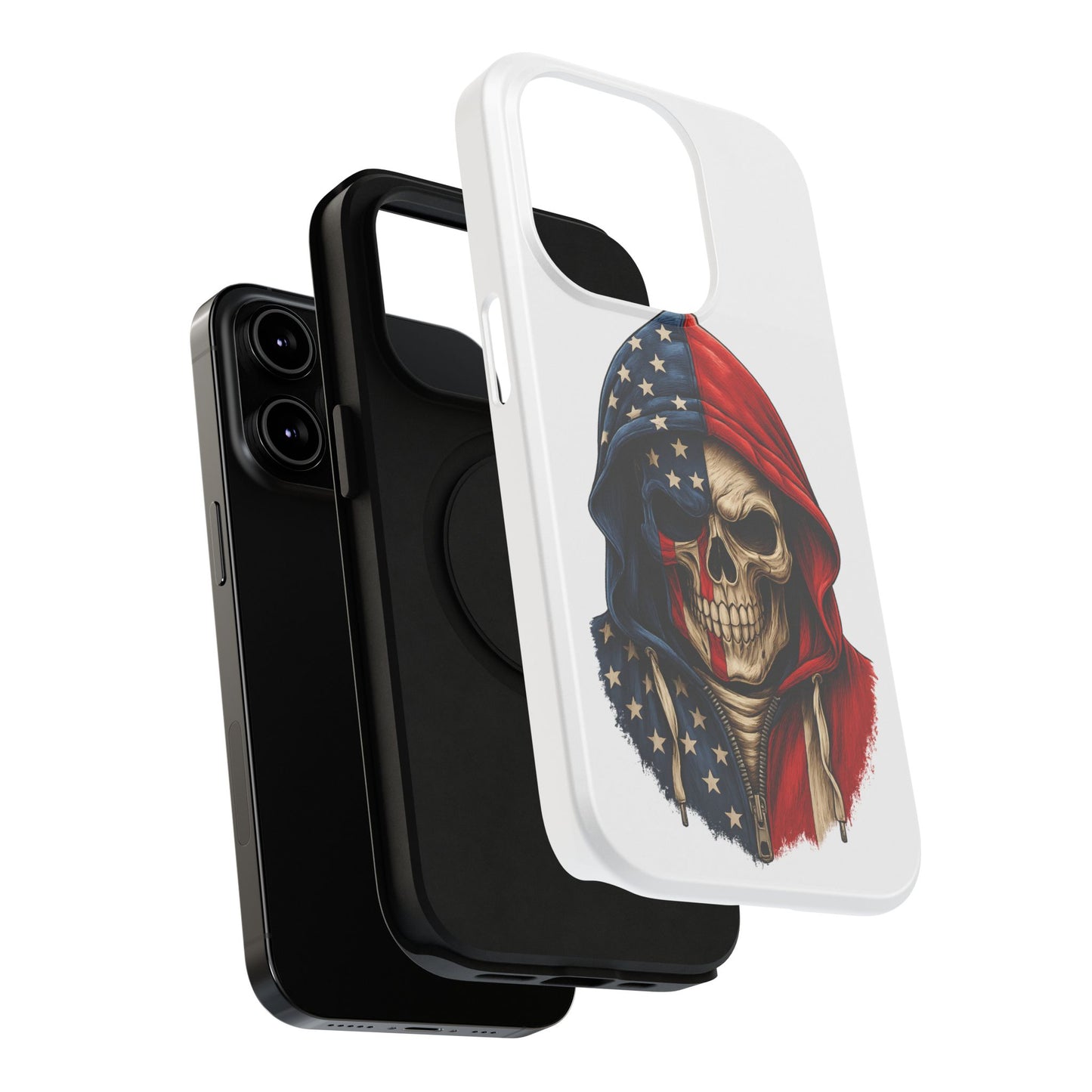 American Flag Skull Phone Case – Impact-Resistant Patriotic iPhone Cover