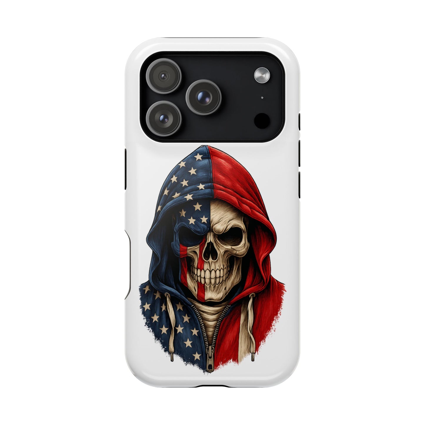American Flag Skull Phone Case – Impact-Resistant Patriotic iPhone Cover