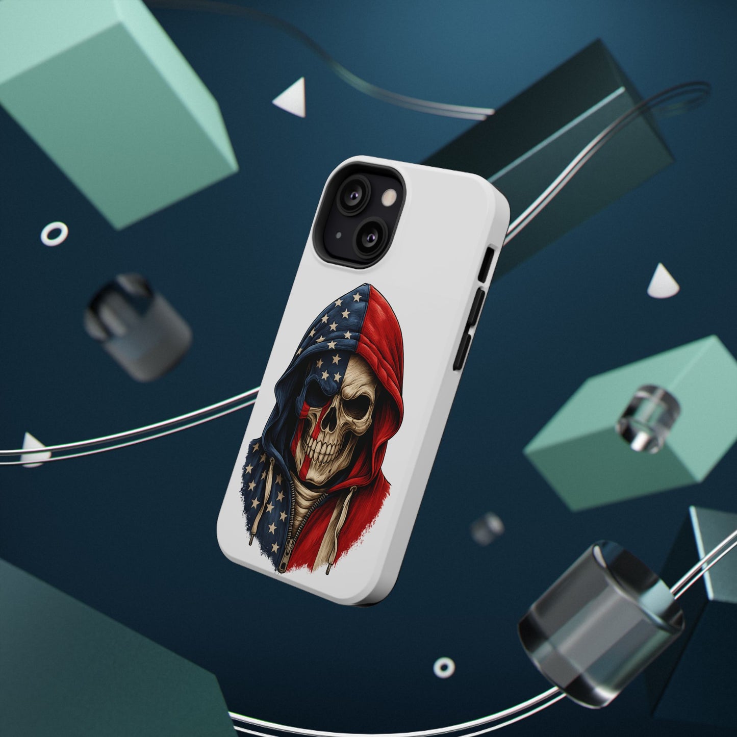 American Flag Skull Phone Case – Impact-Resistant Patriotic iPhone Cover