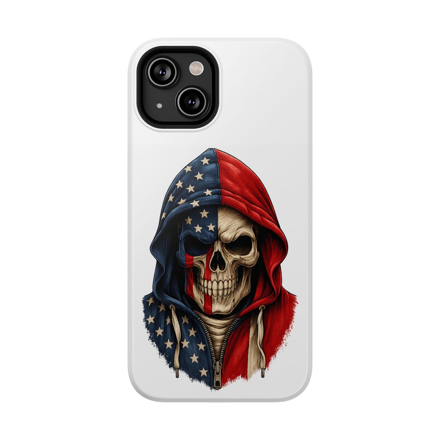 American Flag Skull Phone Case – Impact-Resistant Patriotic iPhone Cover