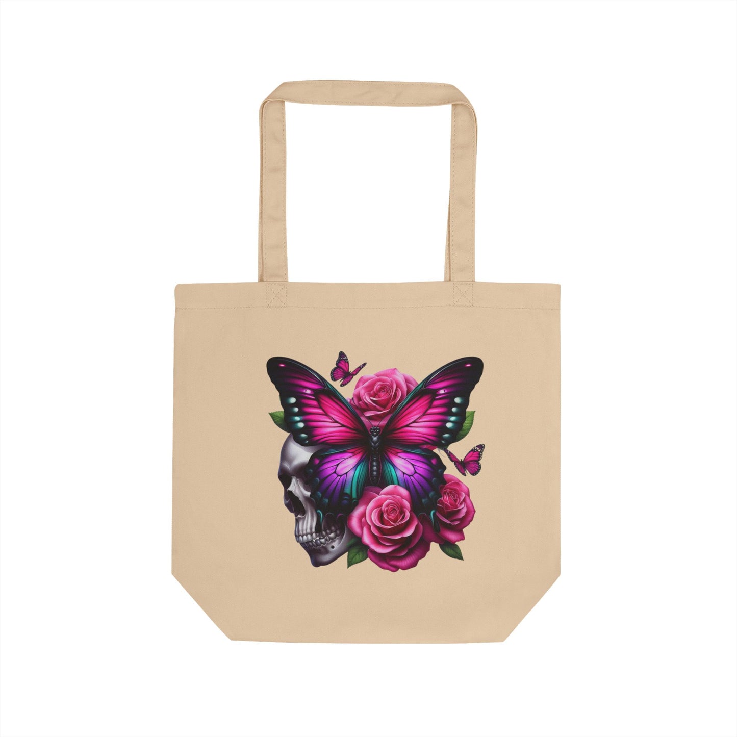 Butterfly Skull Tote Bag — Pink Rose Gothic Eco Tote