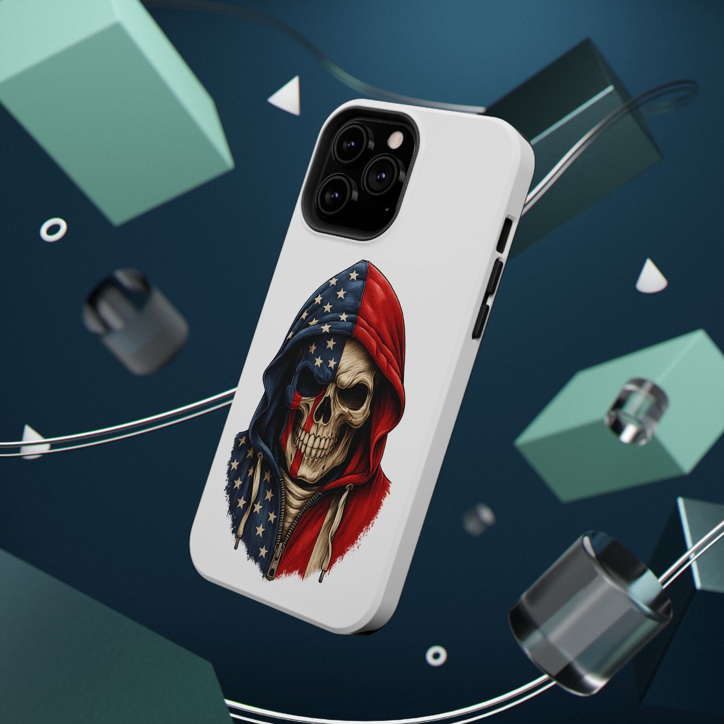 American Flag Skull Phone Case – Impact-Resistant Patriotic iPhone Cover