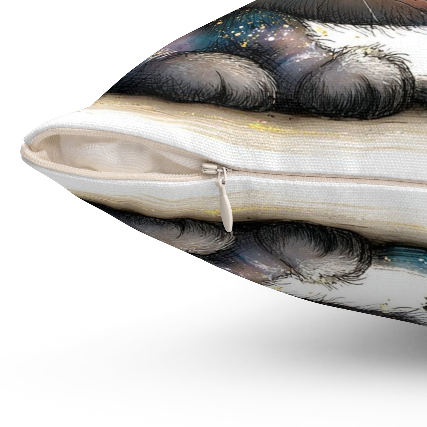 Galaxy Kitten Throw Pillow — Cute Big-Eyed Cat Decorative Cushion