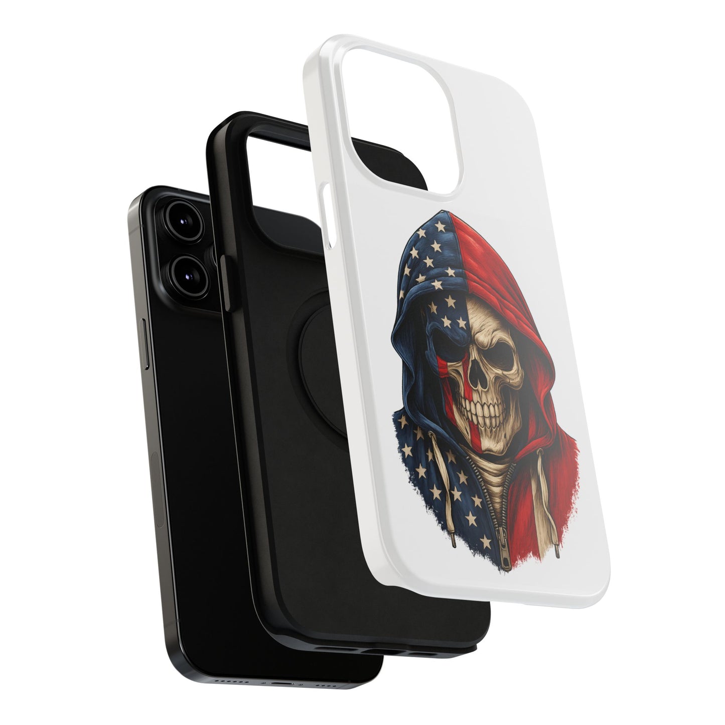 American Flag Skull Phone Case – Impact-Resistant Patriotic iPhone Cover