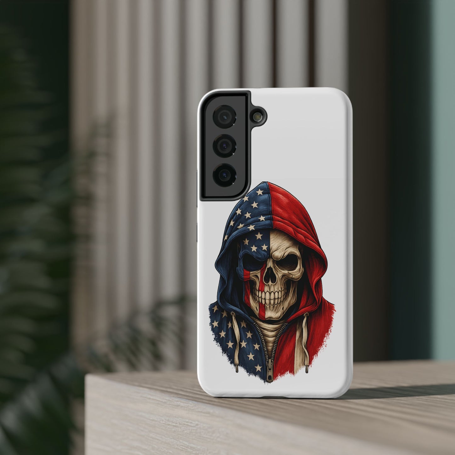 American Flag Skull Phone Case – Impact-Resistant Patriotic iPhone Cover