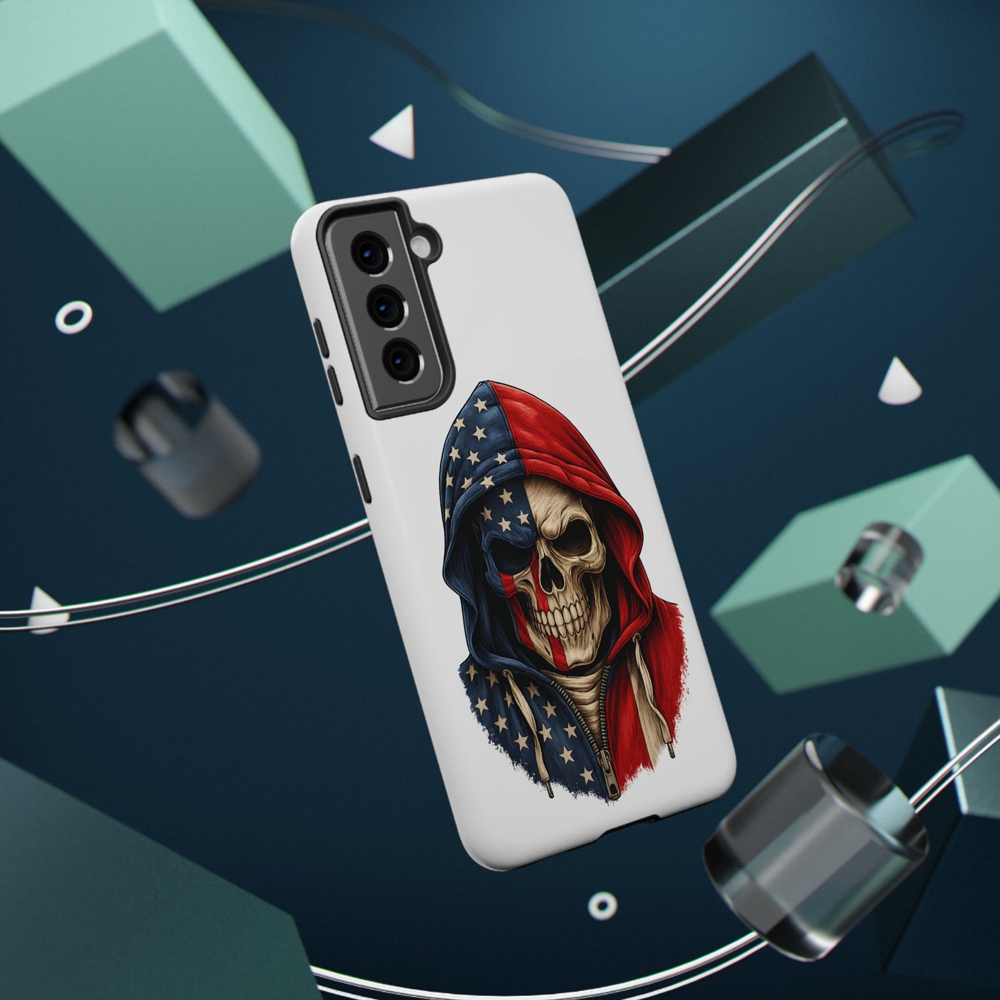American Flag Skull Phone Case – Impact-Resistant Patriotic iPhone Cover