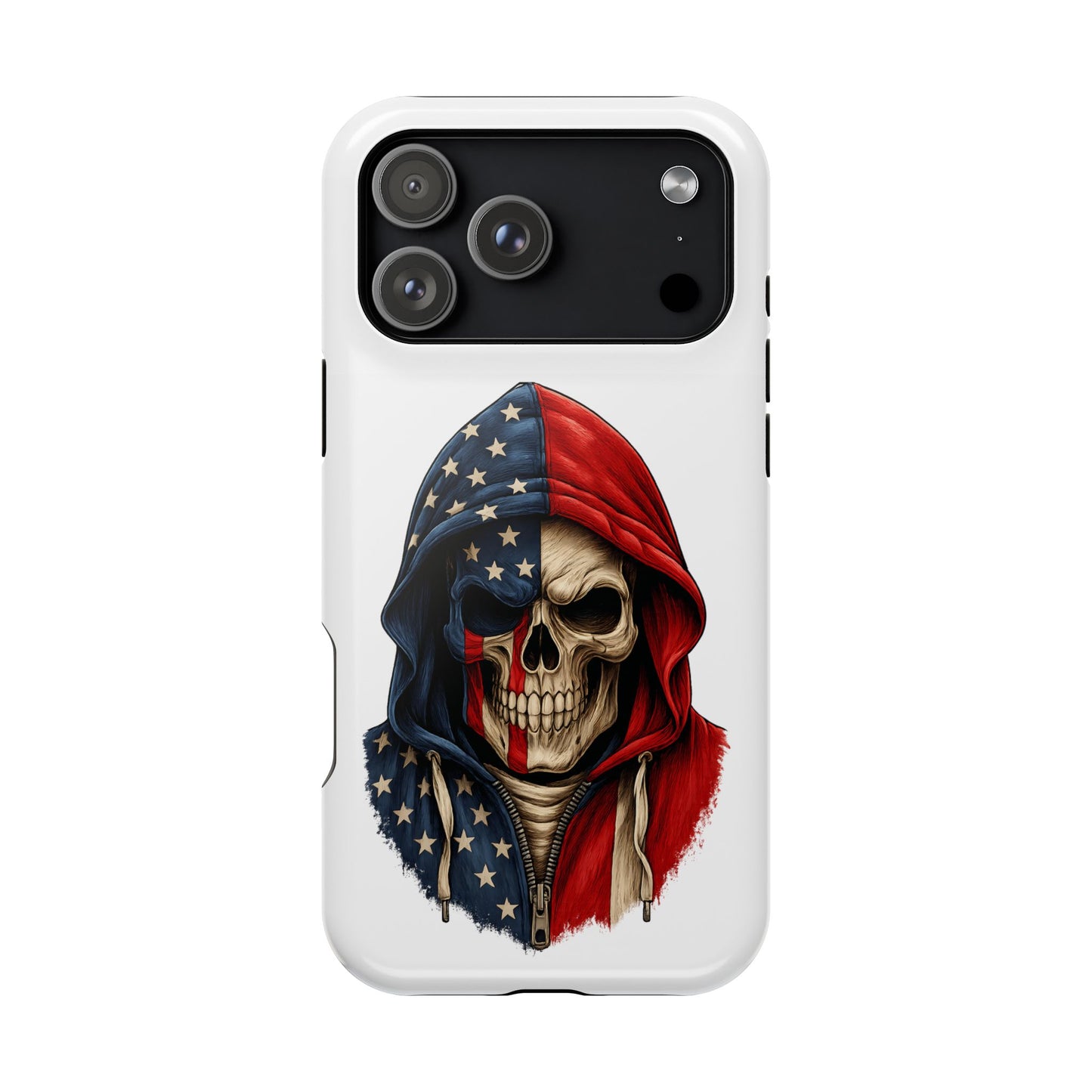 American Flag Skull Phone Case – Impact-Resistant Patriotic iPhone Cover