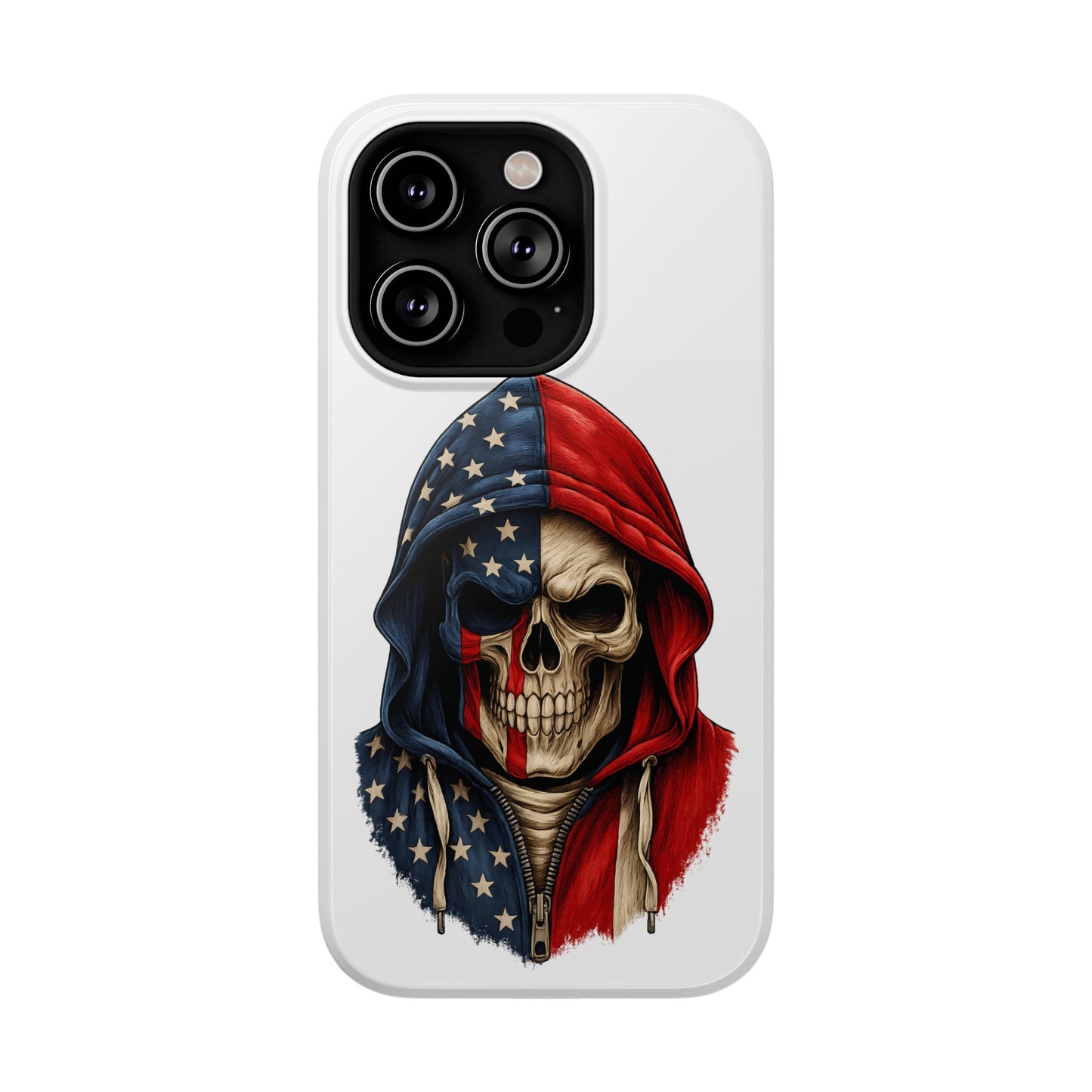 American Flag Skull Phone Case – Impact-Resistant Patriotic iPhone Cover