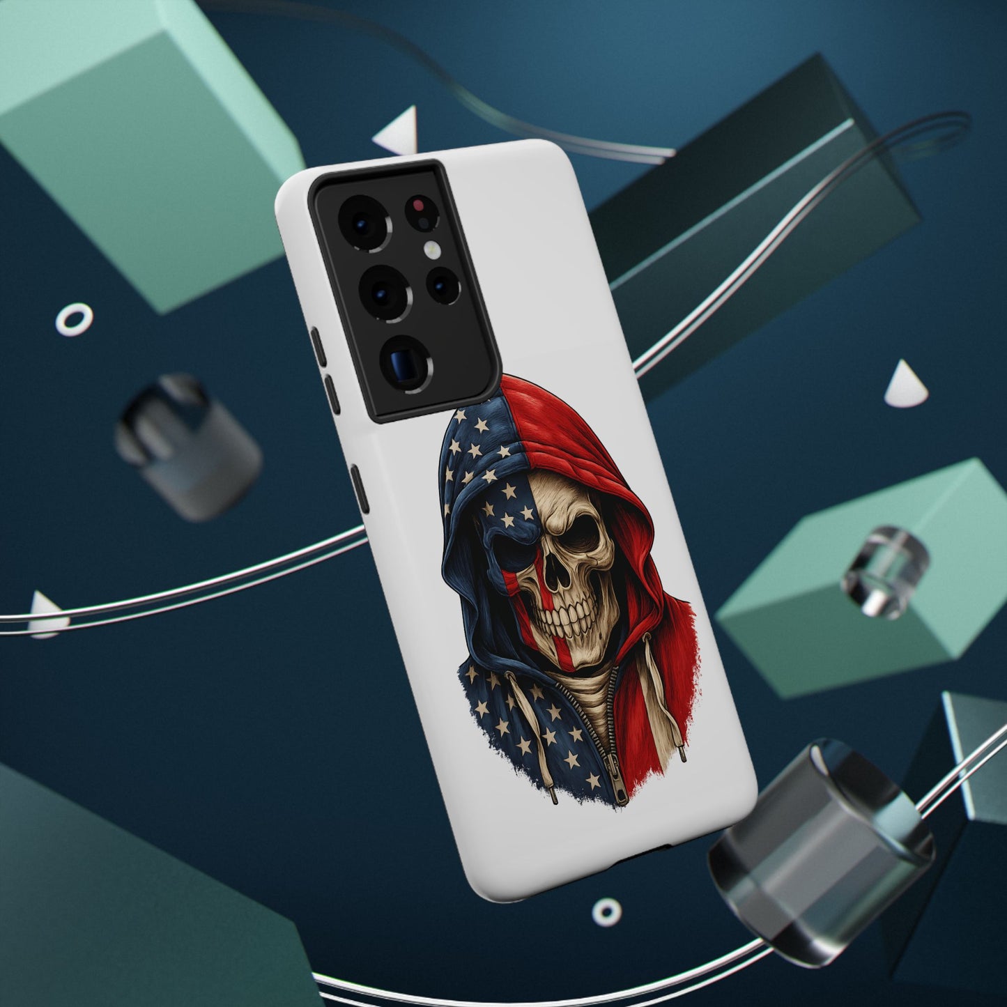 American Flag Skull Phone Case – Impact-Resistant Patriotic iPhone Cover