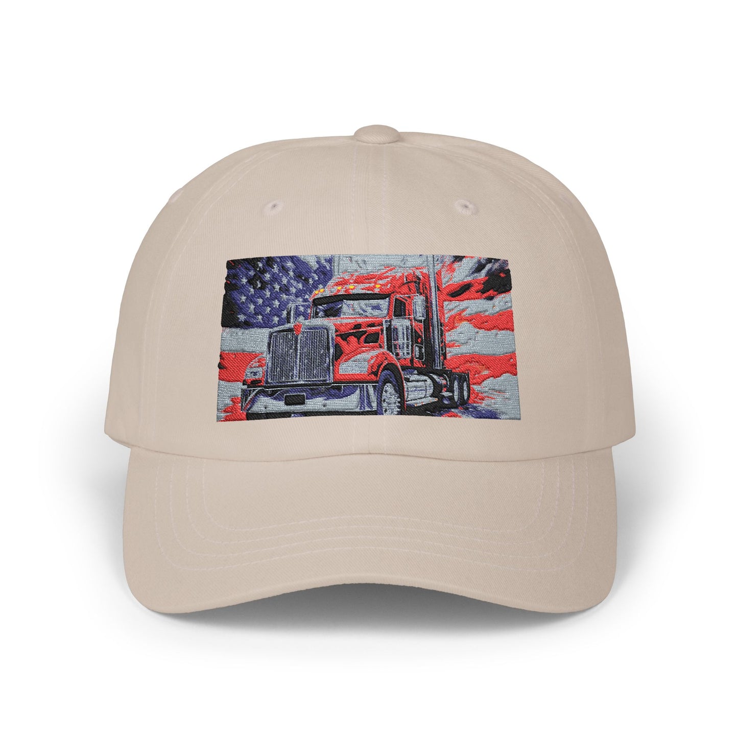 Patriotic Semi Truck Dad Cap — American Flag Trucker Hat for Truckers & USA Pride