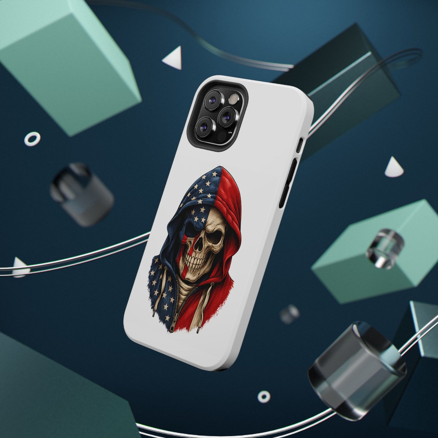 American Flag Skull Phone Case – Impact-Resistant Patriotic iPhone Cover