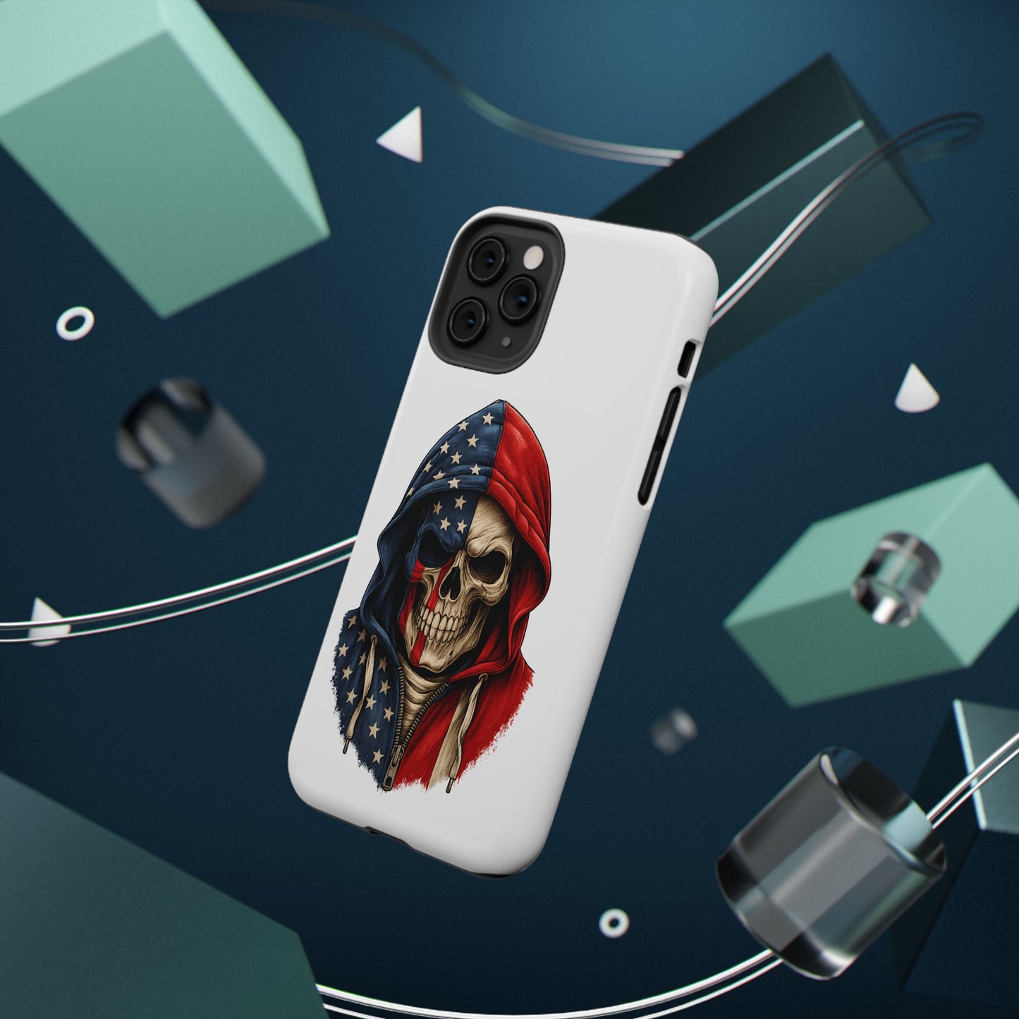 American Flag Skull Phone Case – Impact-Resistant Patriotic iPhone Cover