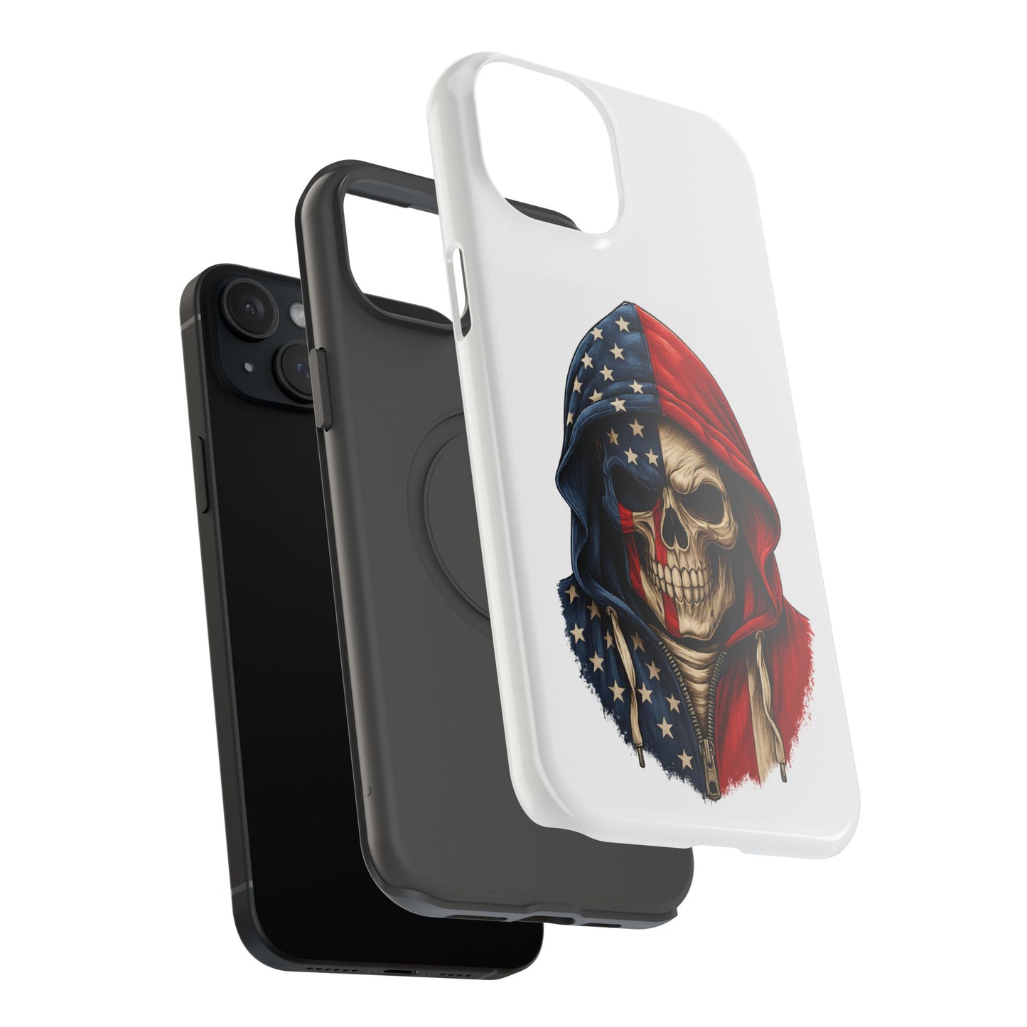 American Flag Skull Phone Case – Impact-Resistant Patriotic iPhone Cover