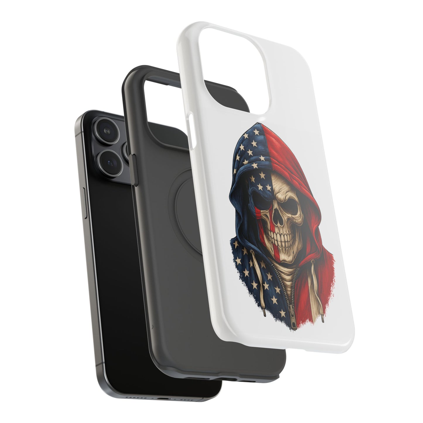 American Flag Skull Phone Case – Impact-Resistant Patriotic iPhone Cover