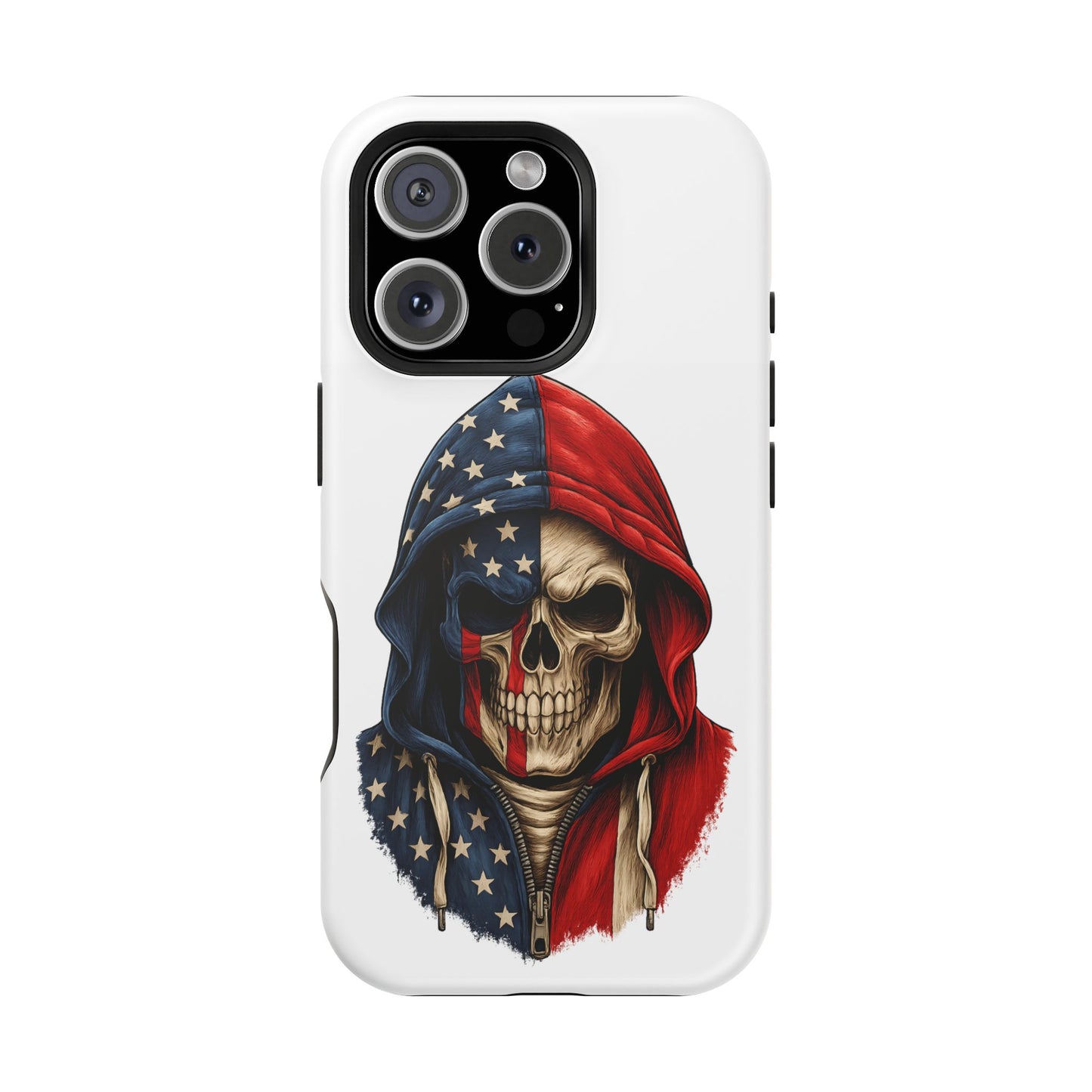 American Flag Skull Phone Case – Impact-Resistant Patriotic iPhone Cover