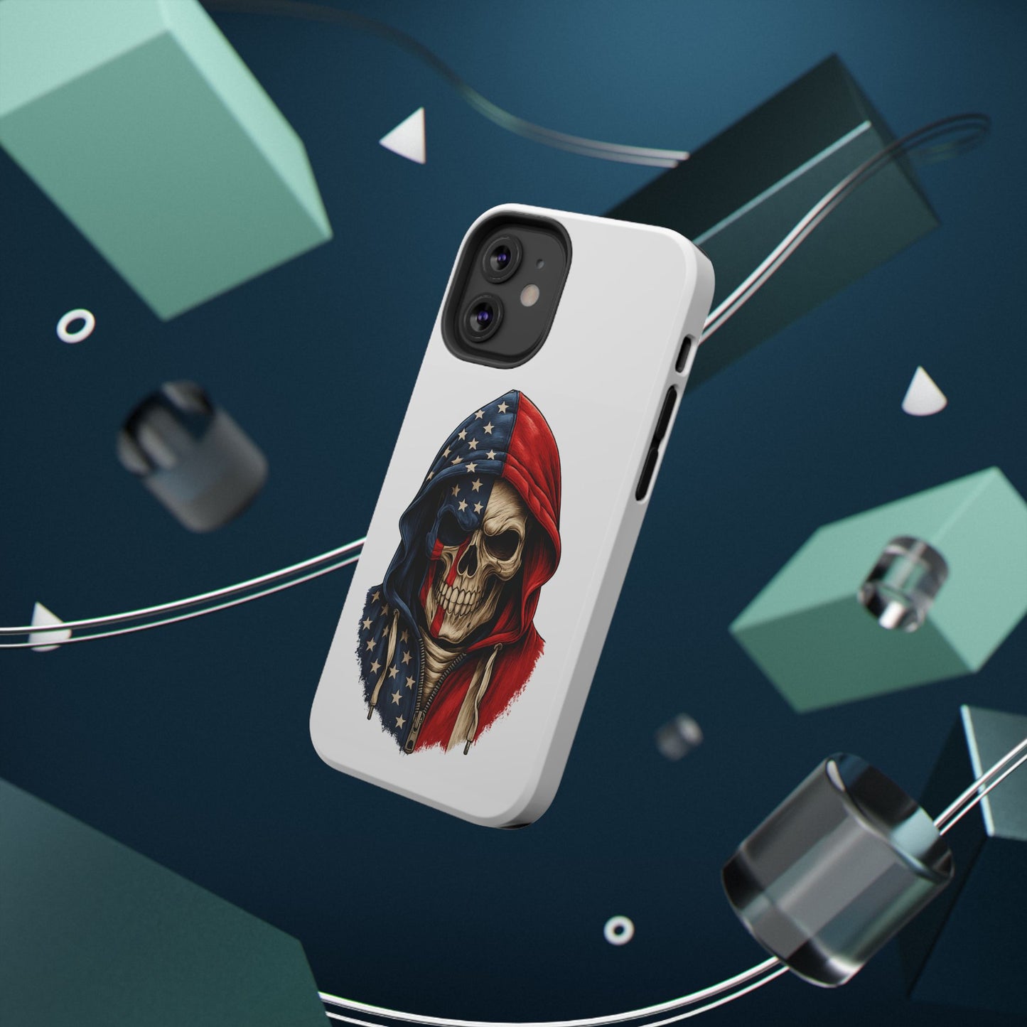 American Flag Skull Phone Case – Impact-Resistant Patriotic iPhone Cover