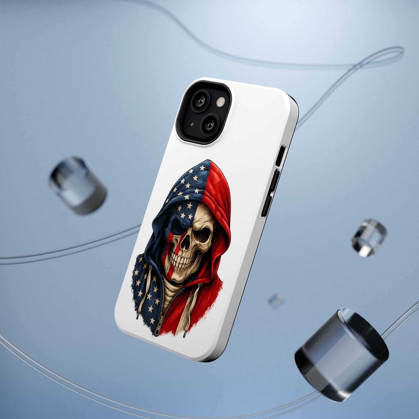 American Flag Skull Phone Case – Impact-Resistant Patriotic iPhone Cover