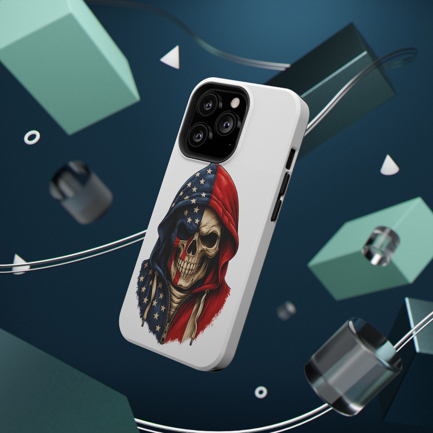 American Flag Skull Phone Case – Impact-Resistant Patriotic iPhone Cover