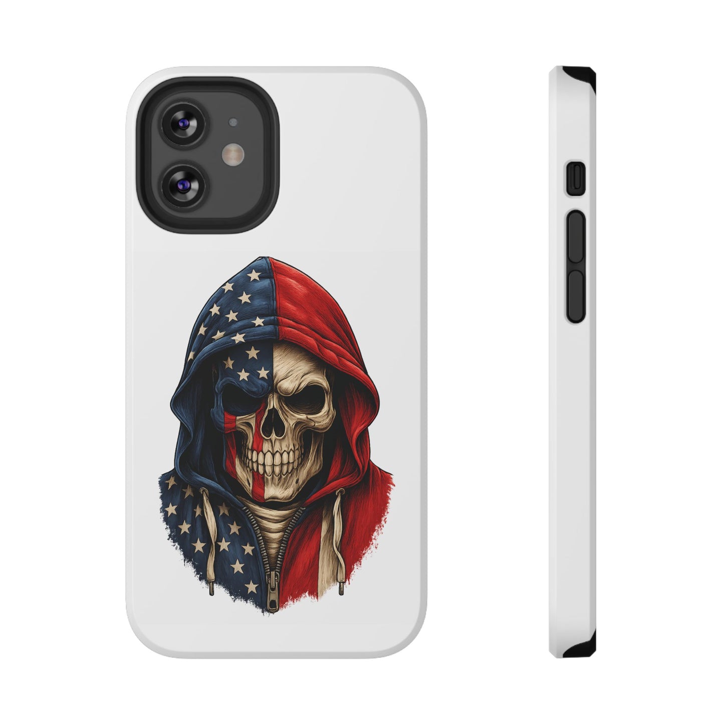 American Flag Skull Phone Case – Impact-Resistant Patriotic iPhone Cover