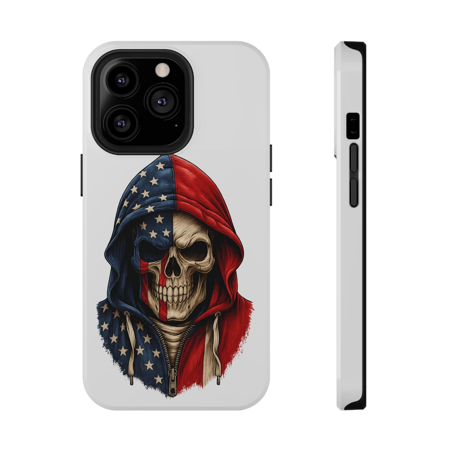 American Flag Skull Phone Case – Impact-Resistant Patriotic iPhone Cover