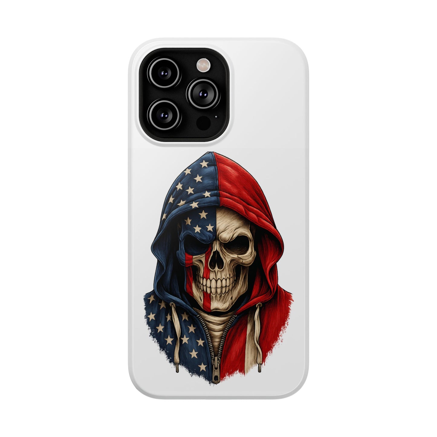 American Flag Skull Phone Case – Impact-Resistant Patriotic iPhone Cover